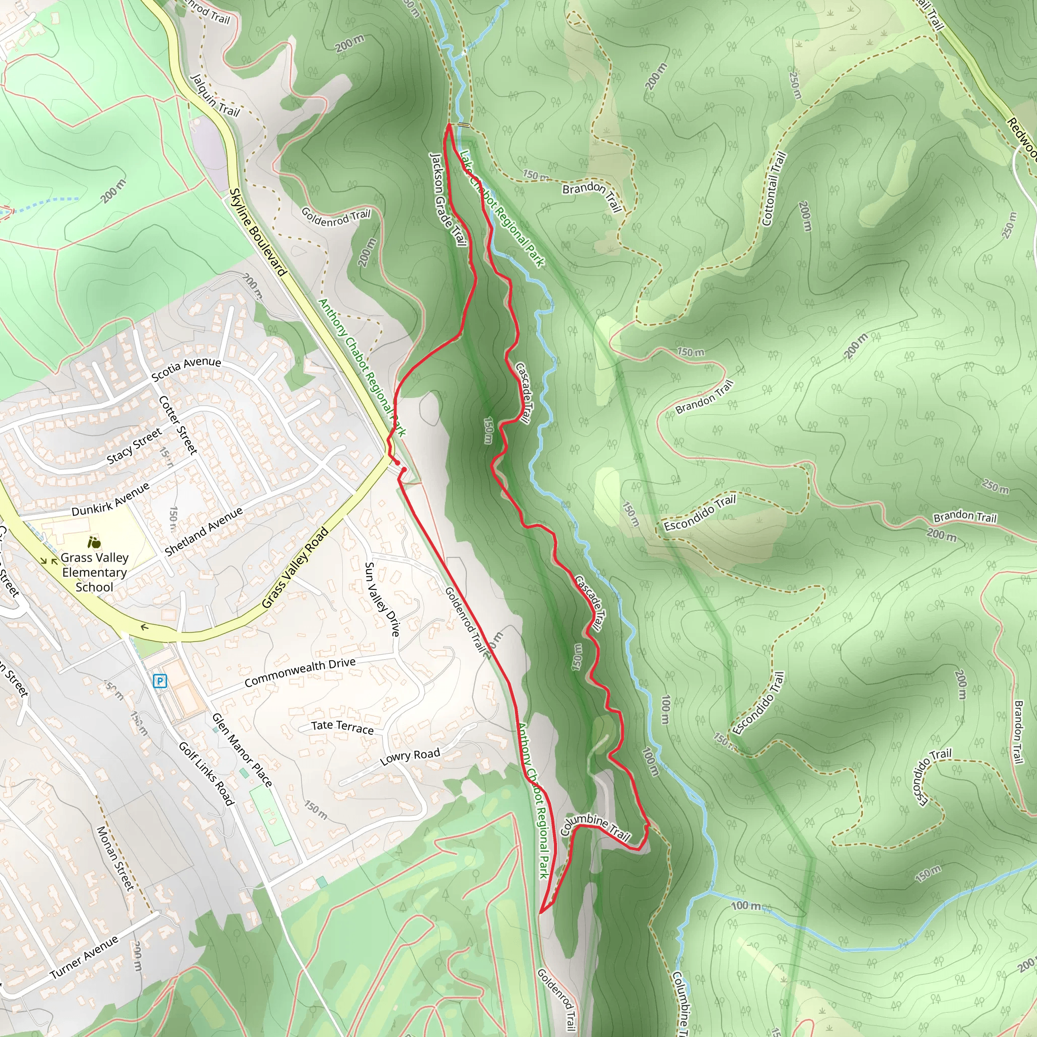 Jackson Grade, Cascade and Goldenrod Loop Trail mobile static map