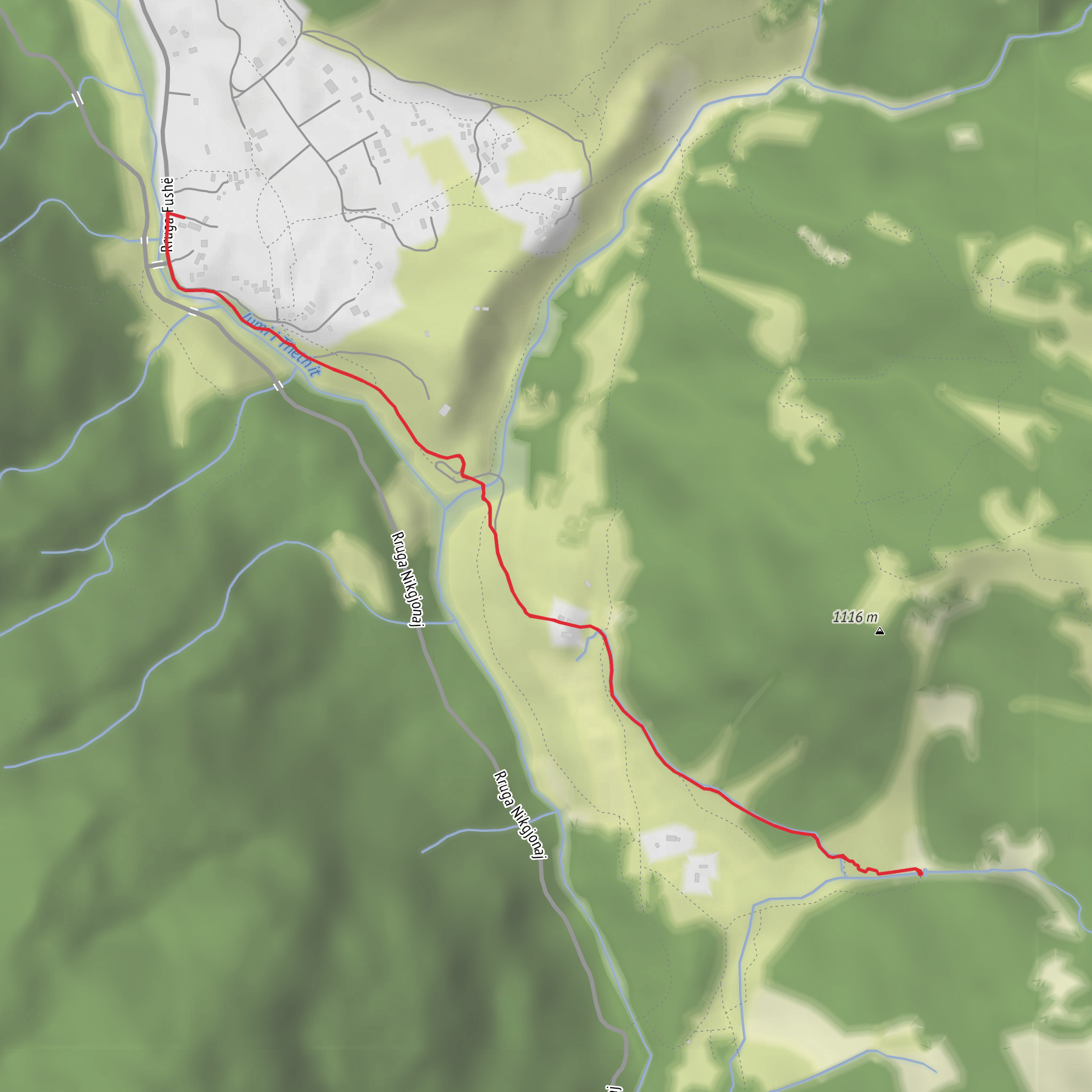 Theth to Grunas Waterfall mobile static map