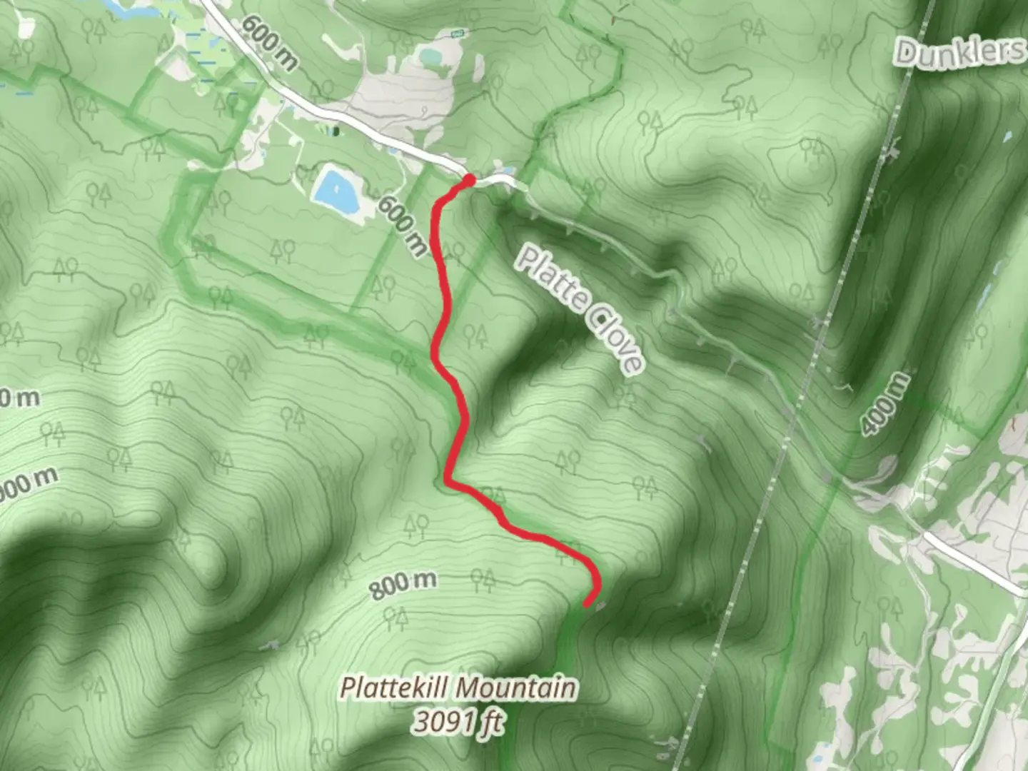 An image depicting the trail Plattekill Mountain Overlool Trail and its surrounding area.