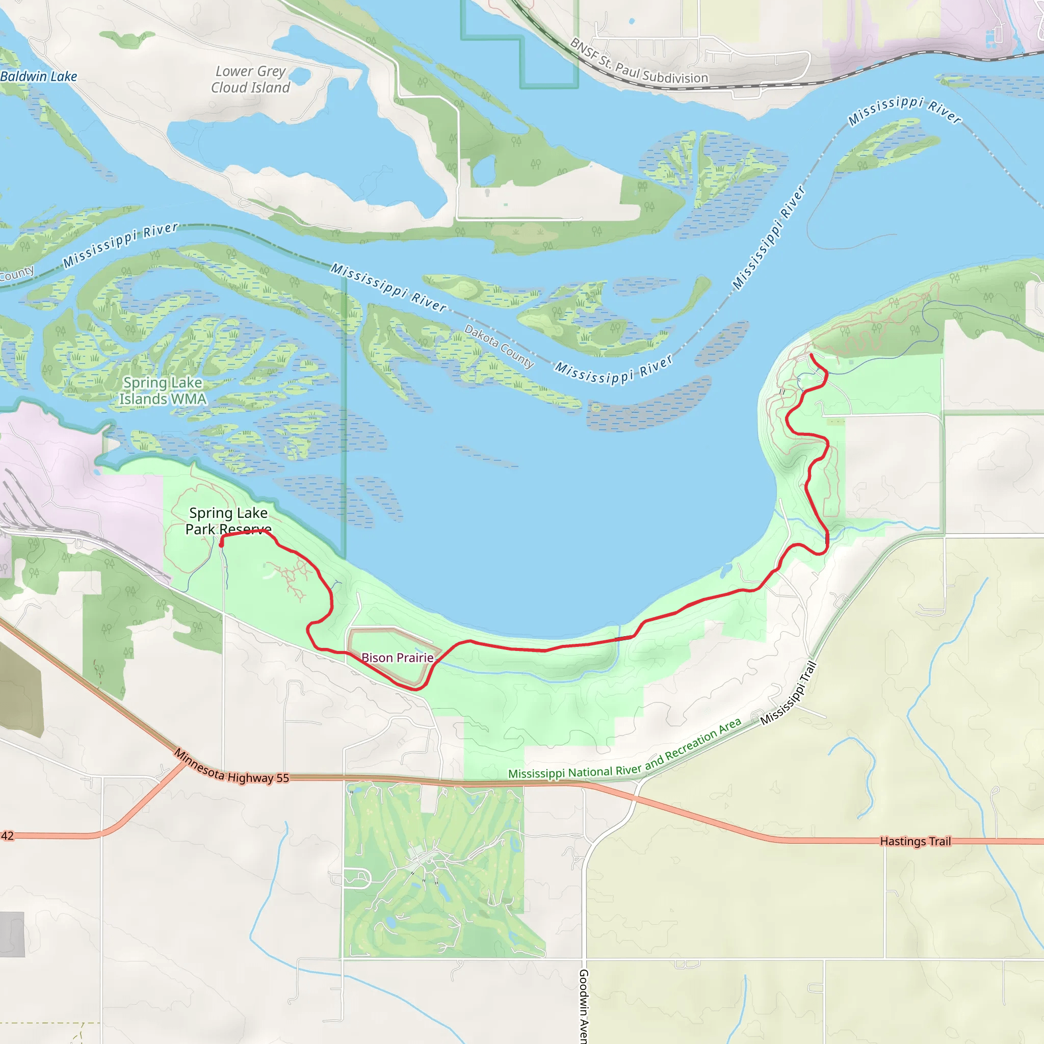 Mississippi River Trail from Spring Lake Park Reserve | Dakota County