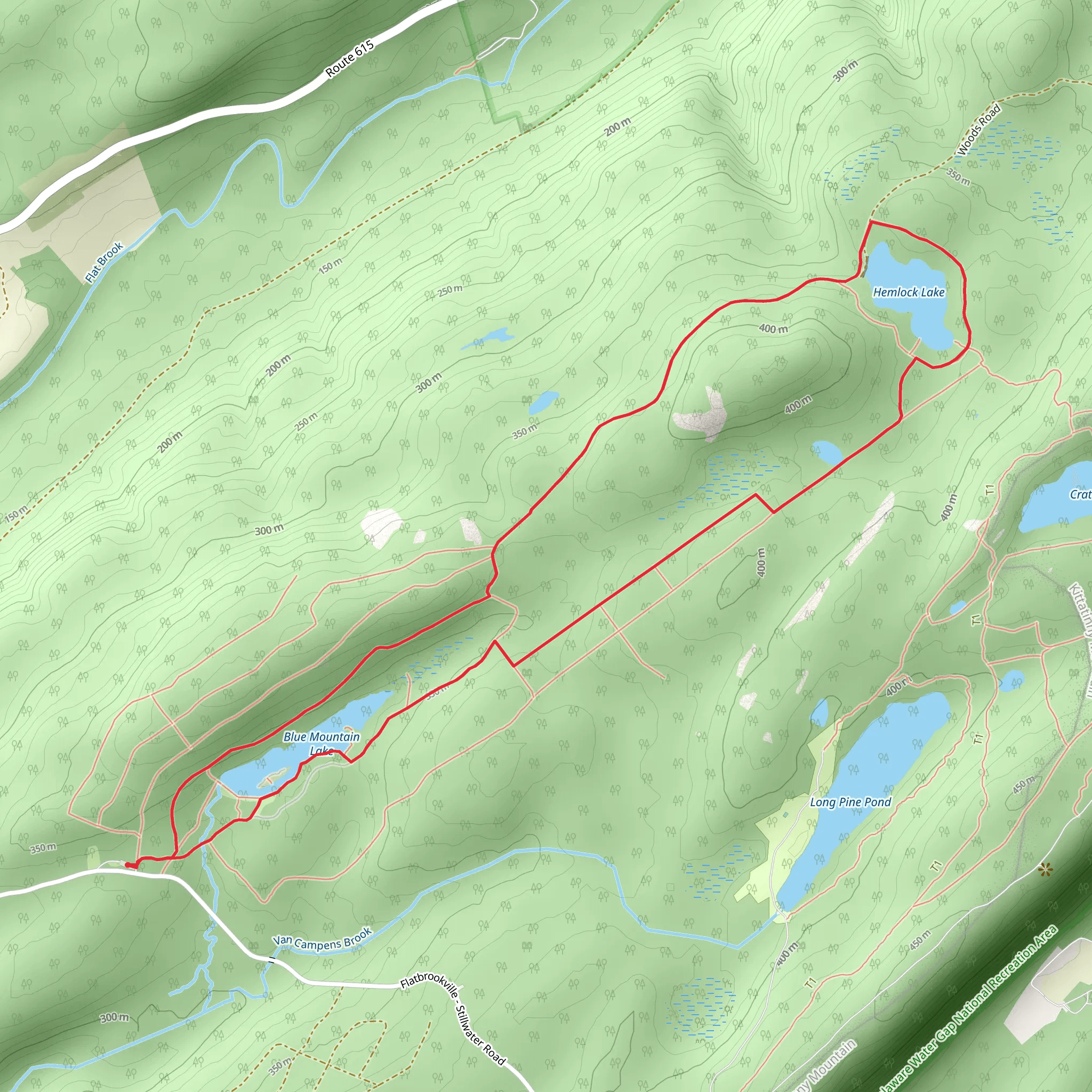 Hemlock Lake and Blue Mountain Lake Loop Trail mobile static map
