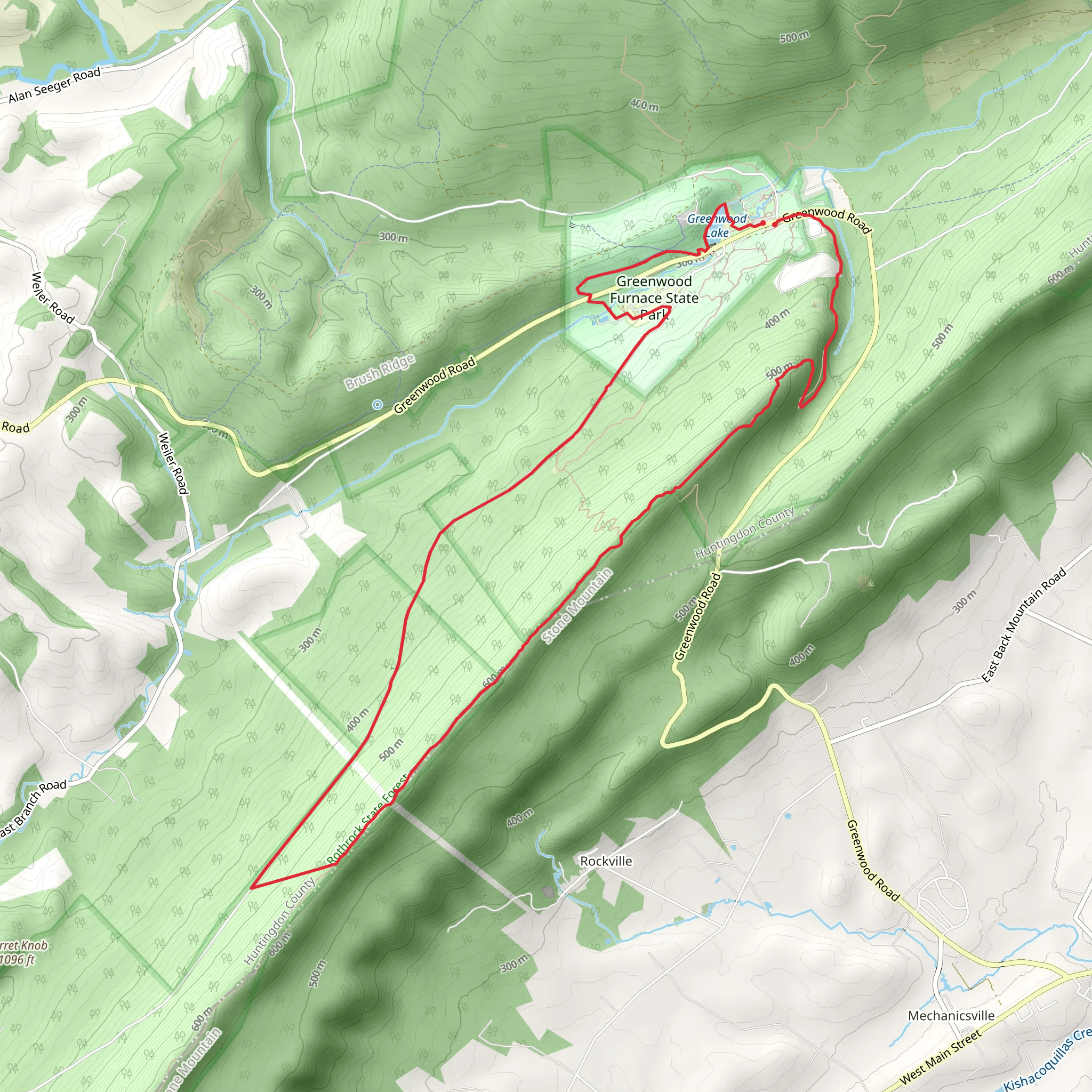 Greenwood Wood Furnace State Park Loop mobile static map