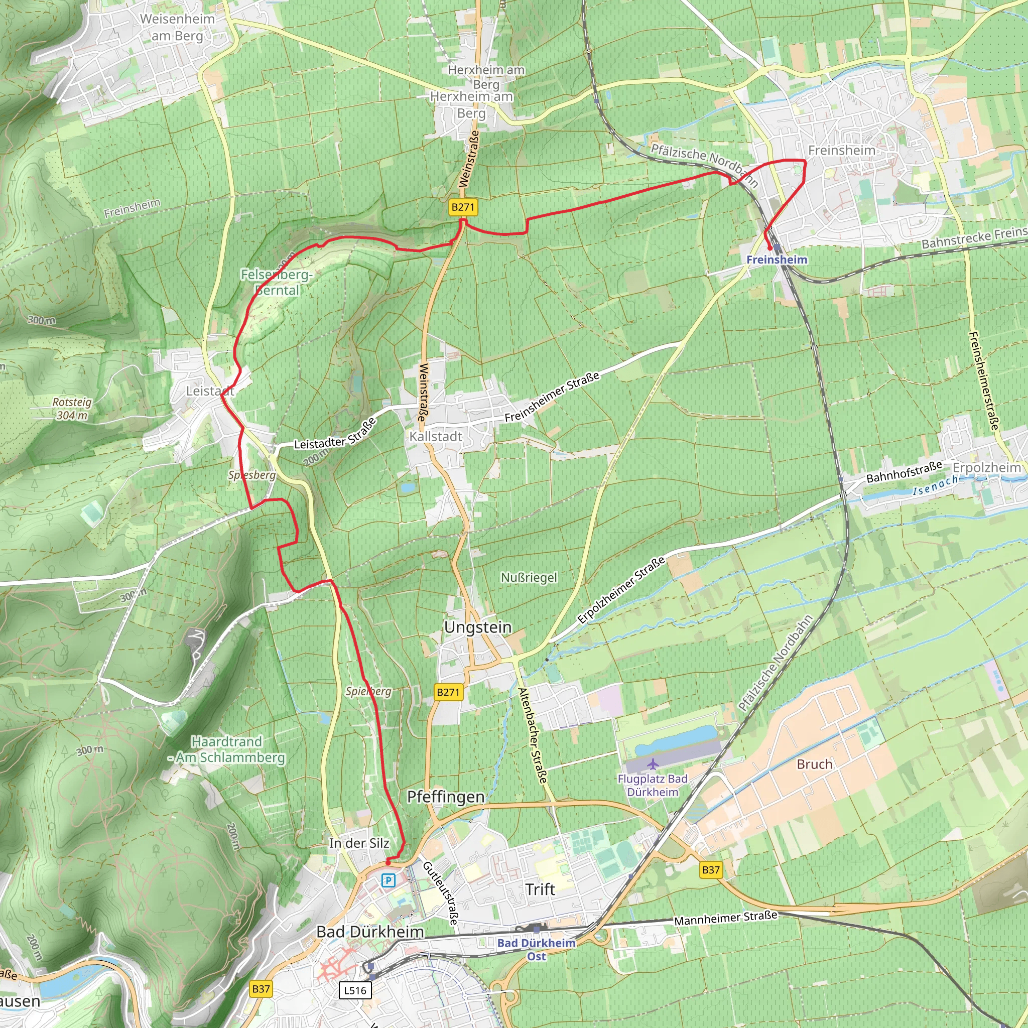 Freinsheim to Bad Dürkheim Walk via Freinsheim Schwarzes Kreuz mobile static map