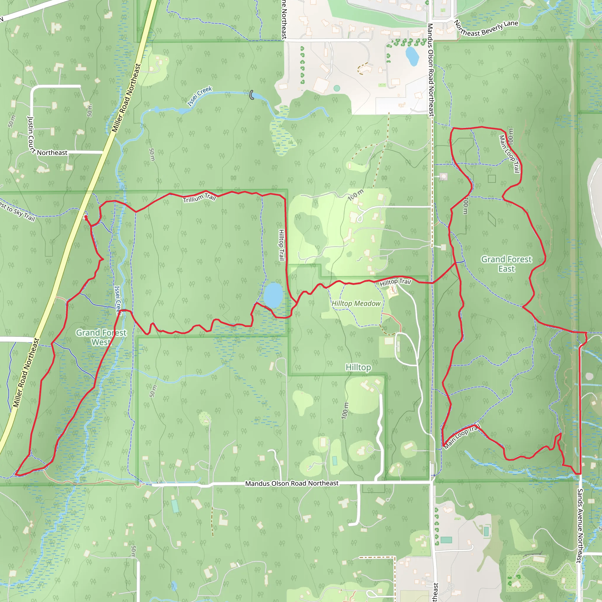 Trillium Trail and Main Loop Trail mobile static map