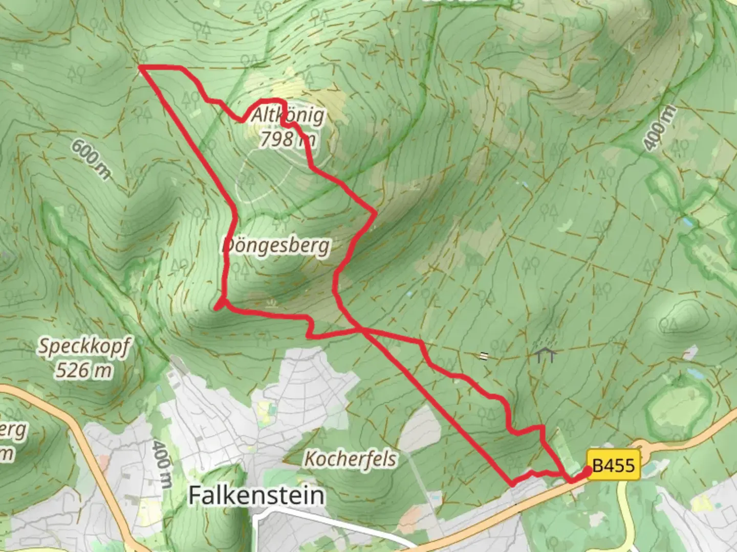 An image depicting the trail Bürgel-Platte and Altkönig via Taunusklub Route and its surrounding area.