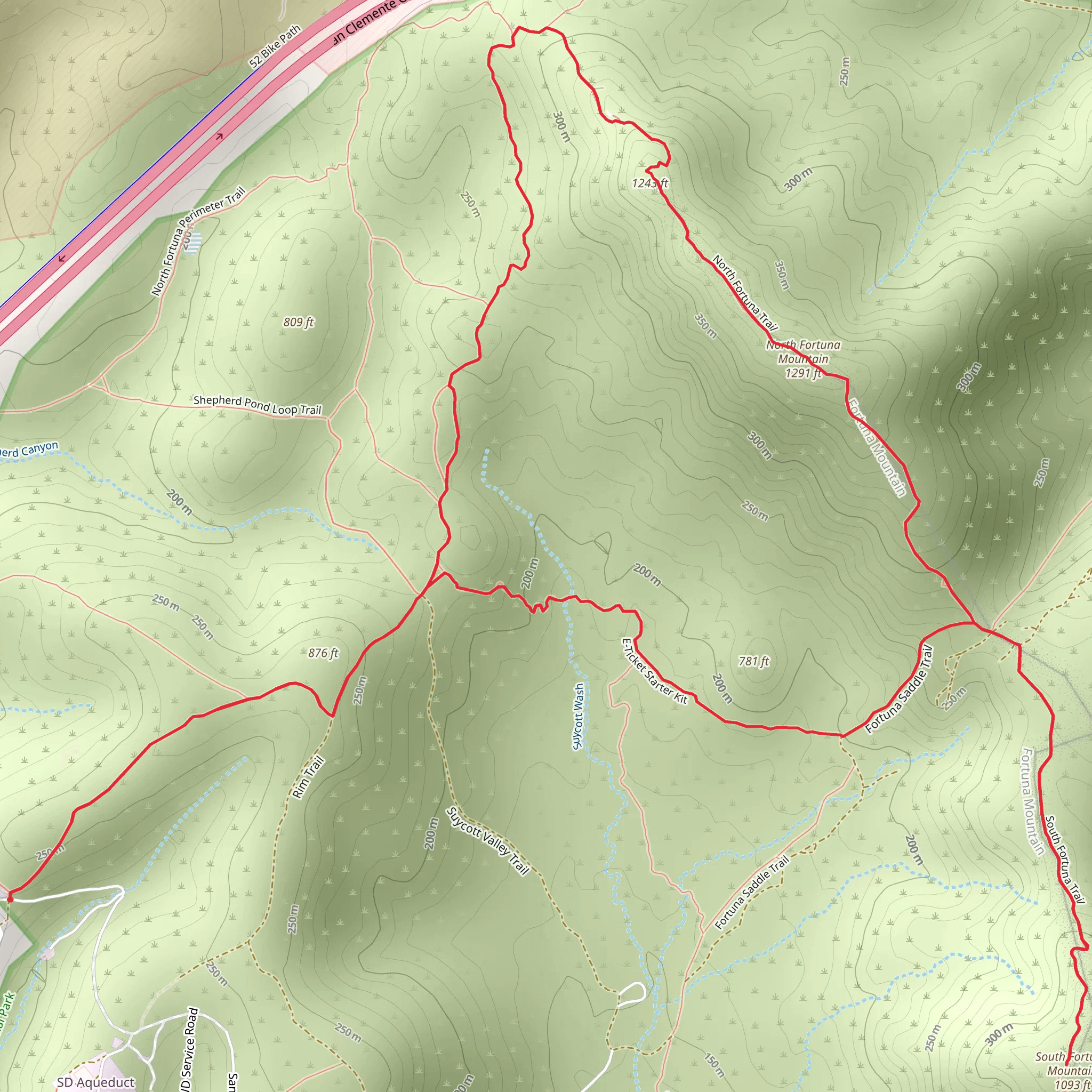 North and South Fortuna Mountain via E-Ticket Starter Kit mobile static map