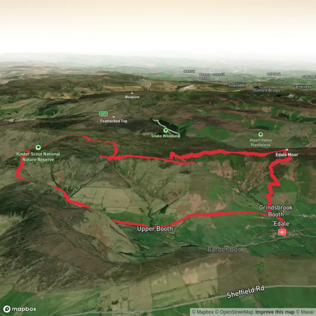An image depicting the trail Peak Bagging PD - 10 Southern Kinder Plateau and its surrounding area.