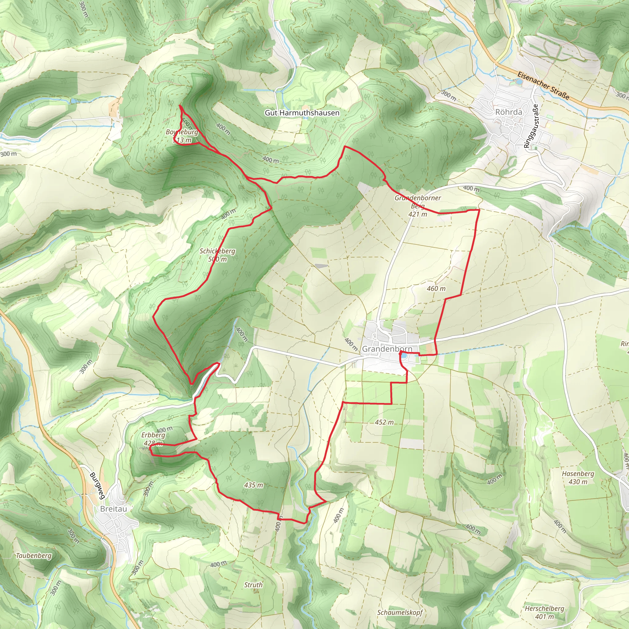 Grandenborn and Boyneburg Loop mobile static map