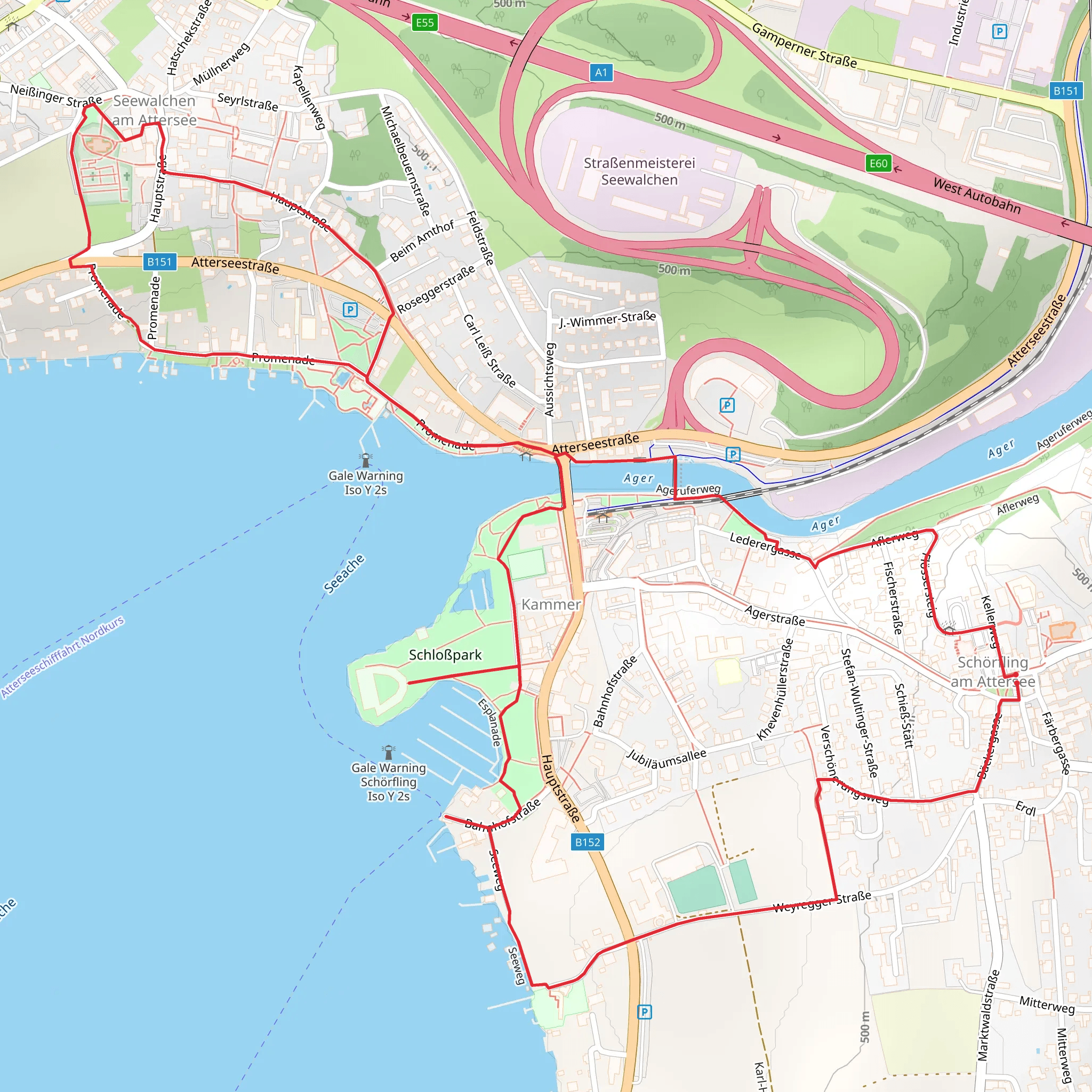Schörfling am Attersee Loop Trail mobile static map