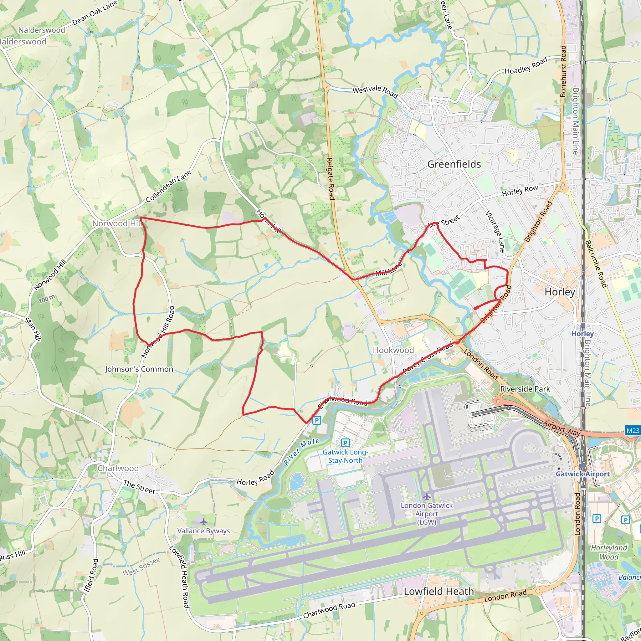 Hookwood and Norwood Hill Loop mobile static map