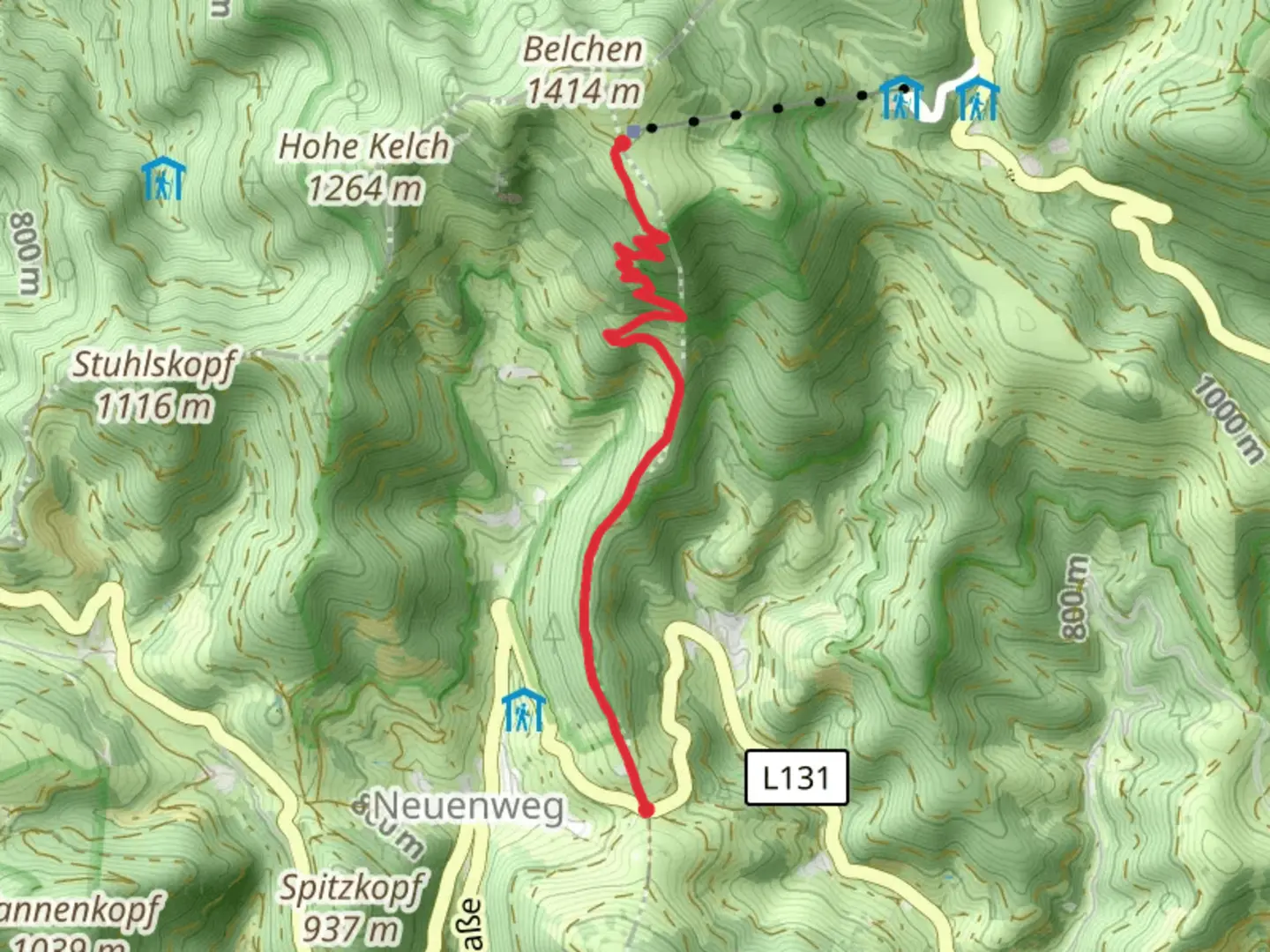 An image depicting the trail Böllener Eck via Hau Glatte Brache and its surrounding area.