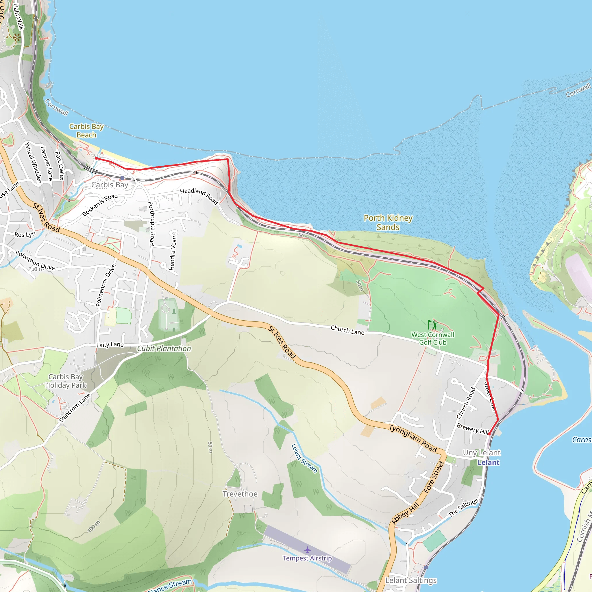 Porthkidney Sands Walk mobile static map