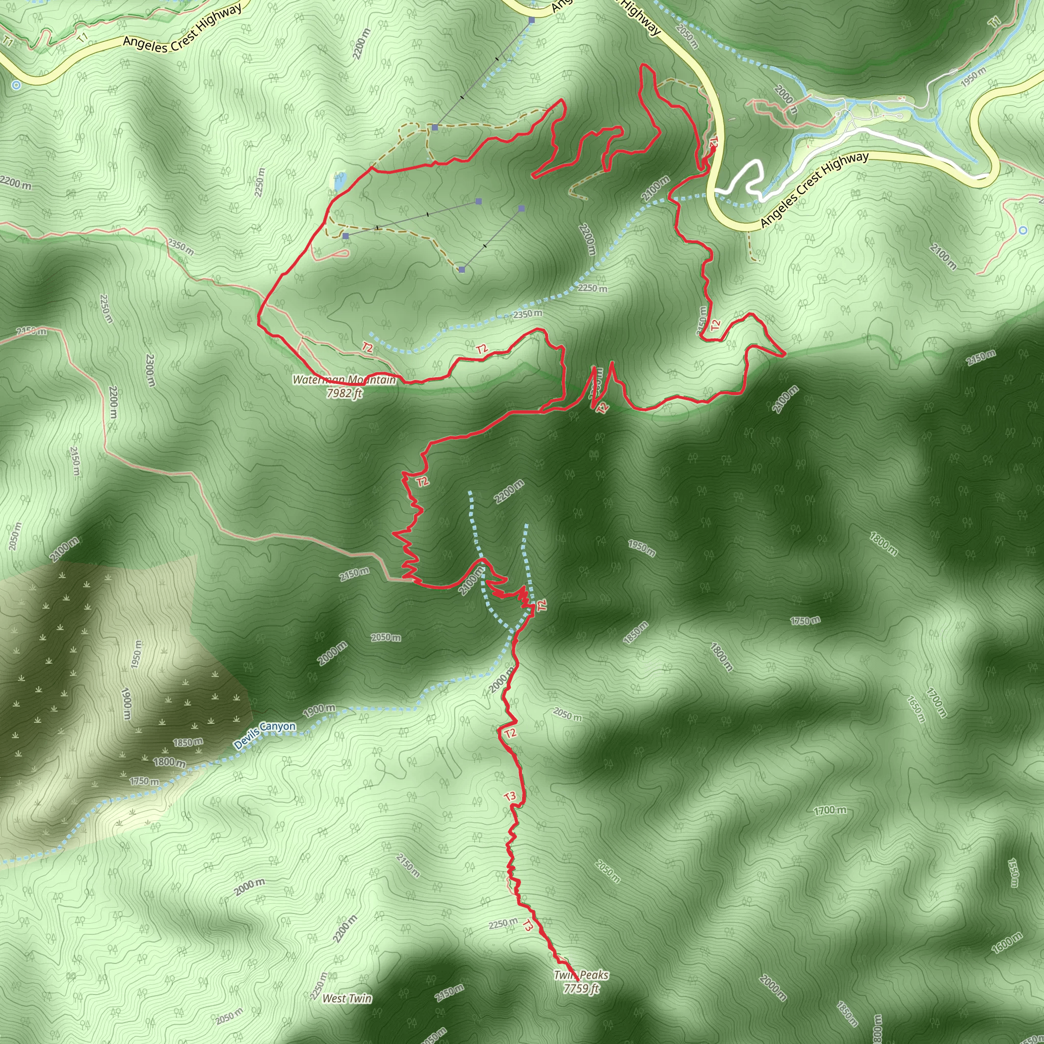 Waterman Mountain Loop mobile static map
