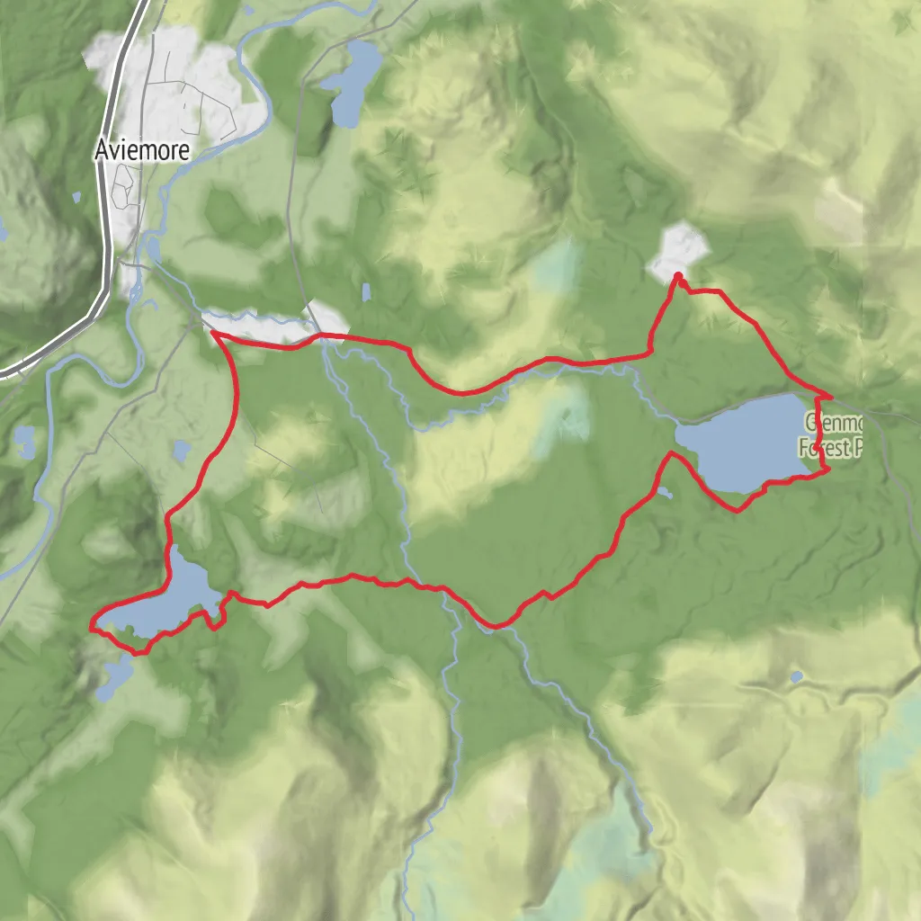 Loop from Badaguish via Loch an Eilein and Loch Morlich mobile static map