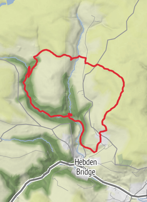 Hike on Nutclough Wood, High Brown Knoll and Lumb Falls Walk mobile static map