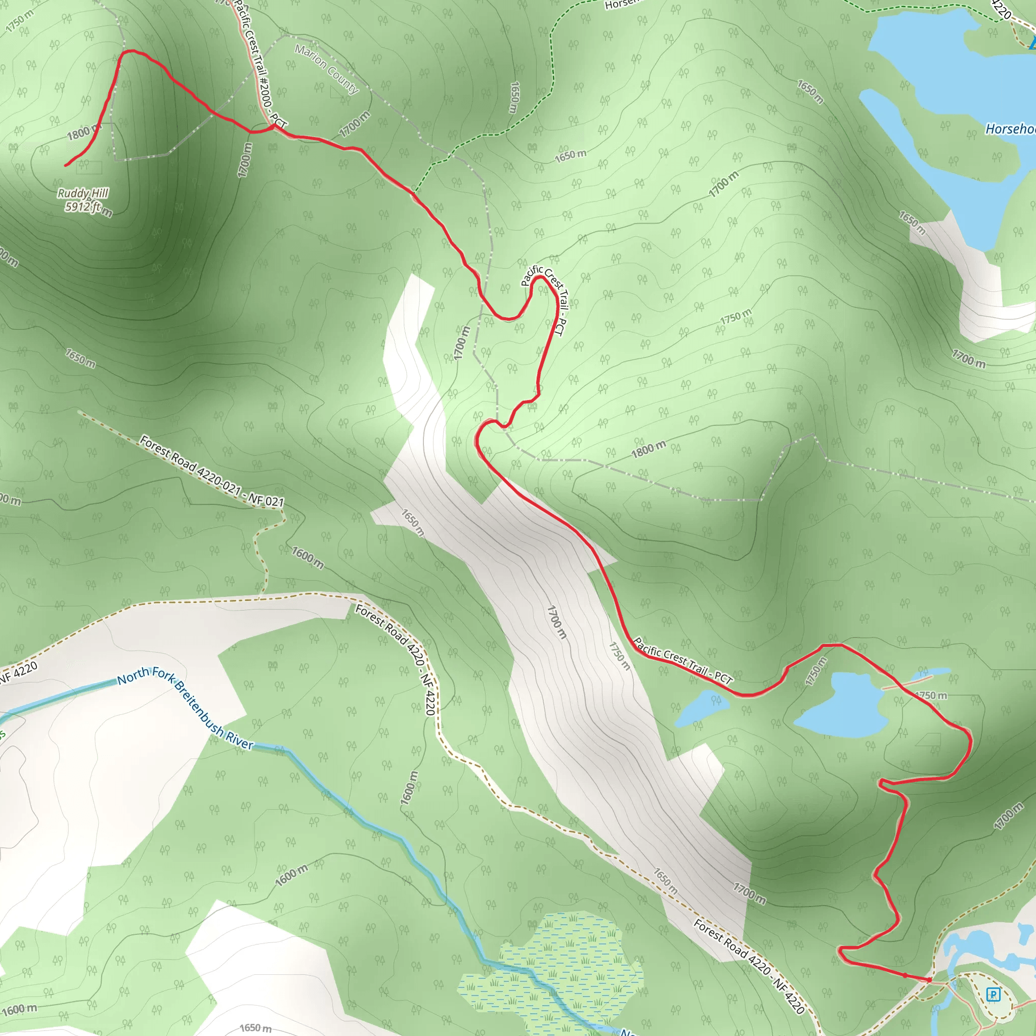 Ruddy Hill via Pacific Crest Trail mobile static map