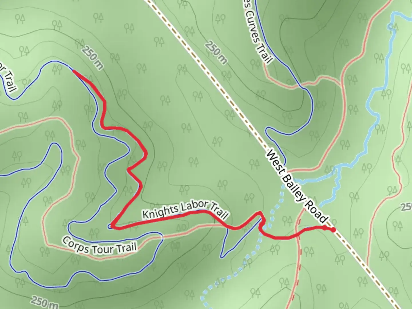An image depicting the trail Knights Labor Trail and its surrounding area.