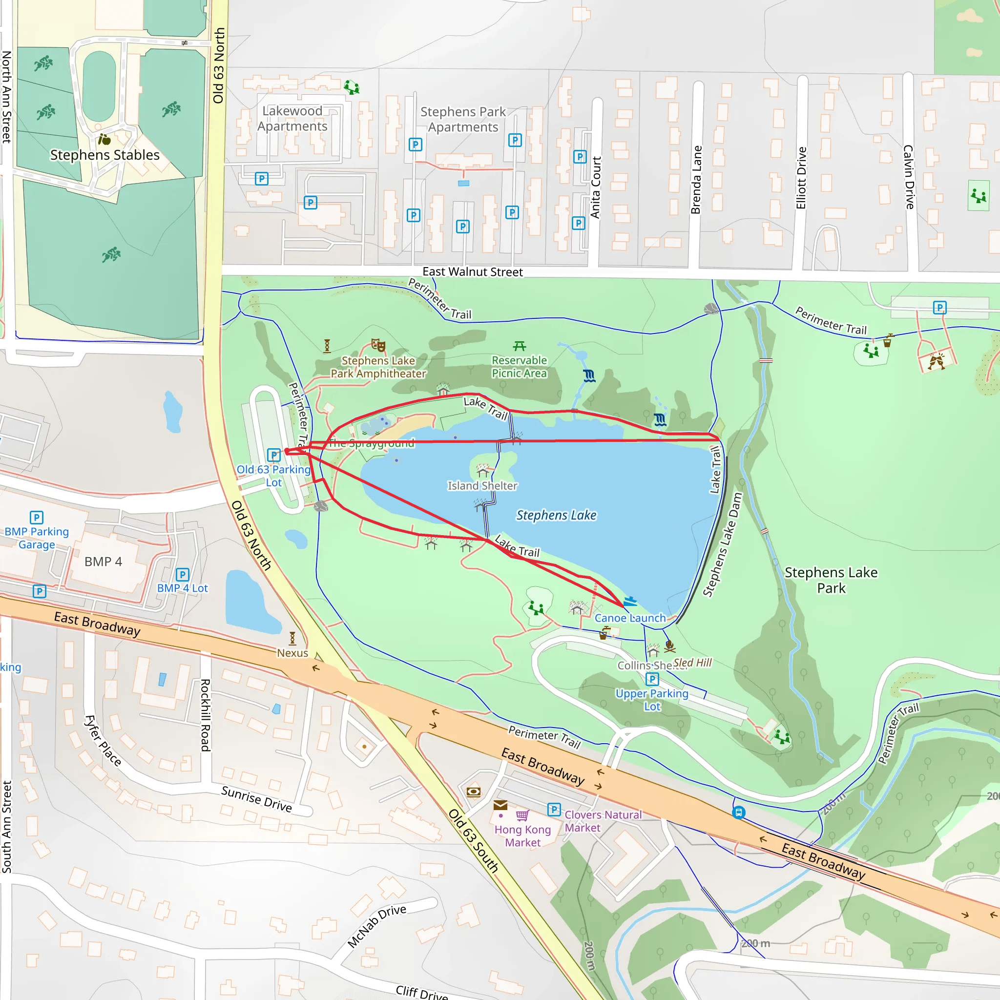 Stephens Lake Loop mobile static map