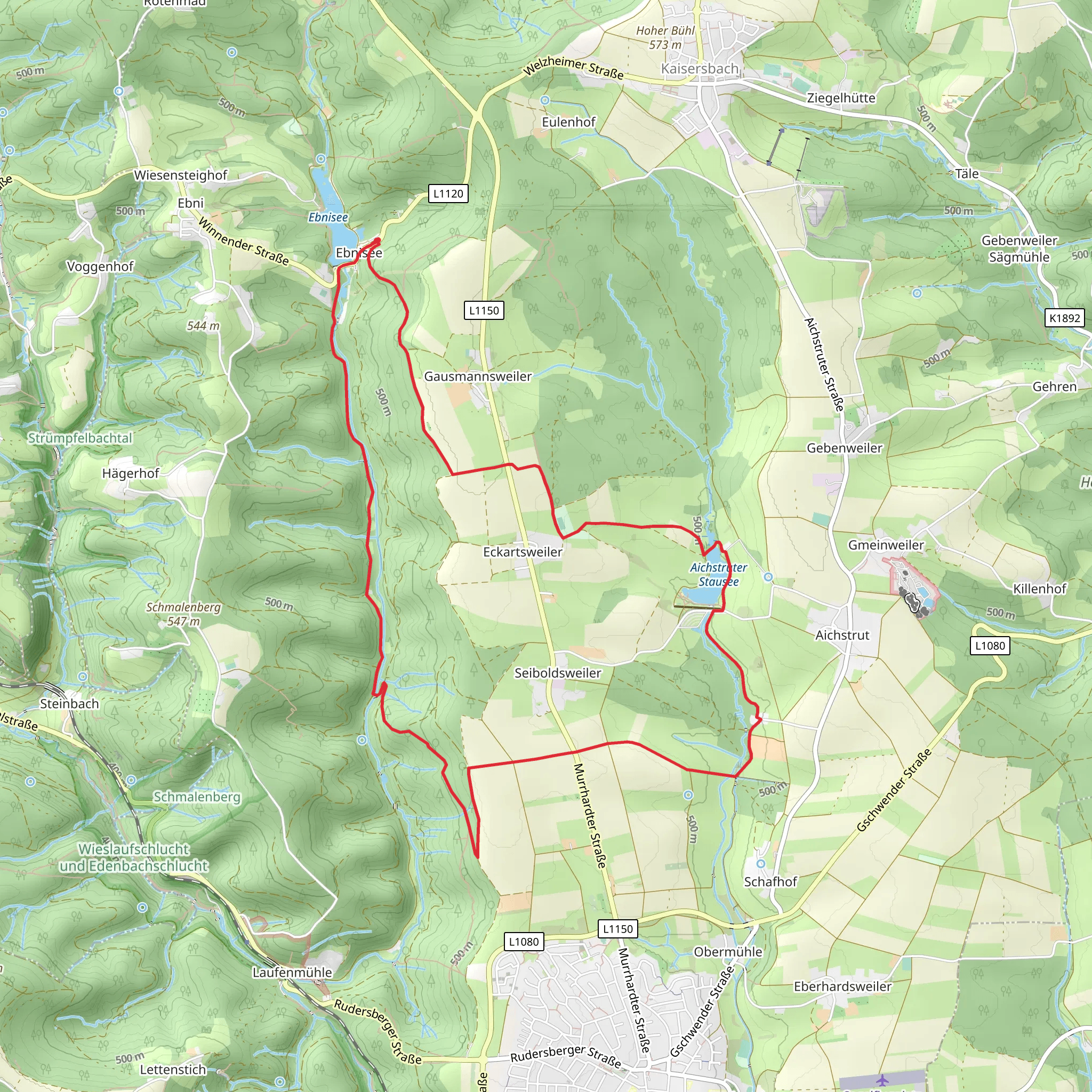 Aichstruter Stausee via Zum Ebnisee and Zum Aichstrutsee mobile static map