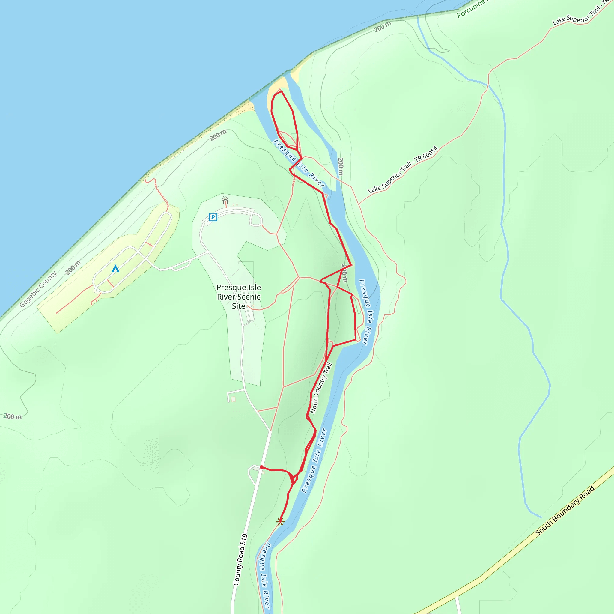 Manabezho Falls and Manido Falls via NCT mobile static map