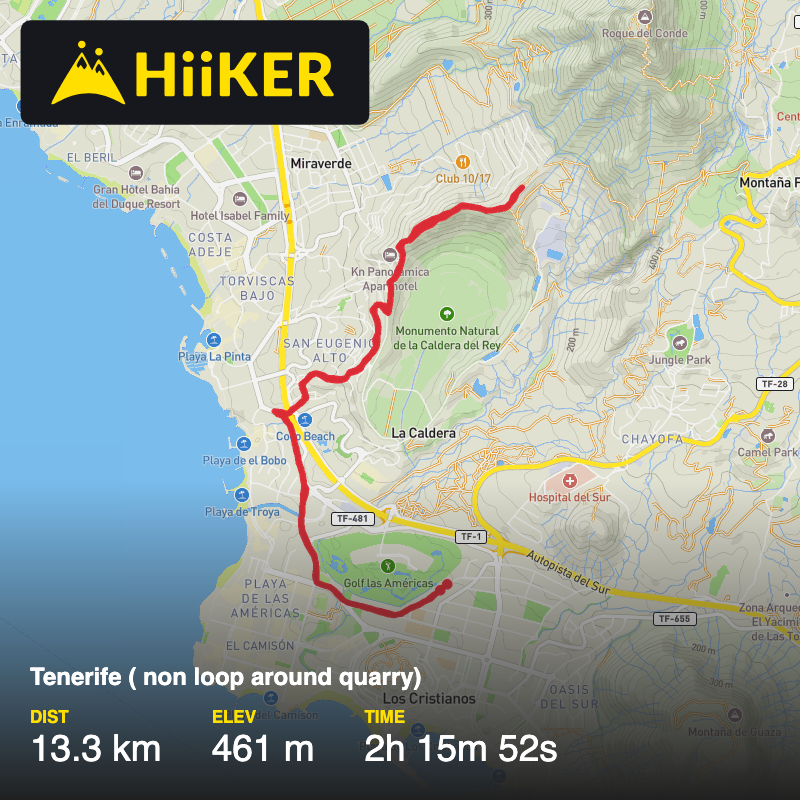 A map preview of the recording Tenerife ( non loop around quarry).