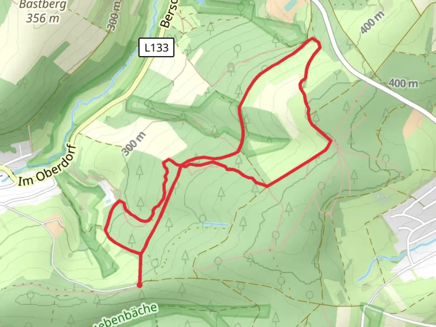 An image depicting the trail Biberpfad Circular Walk and its surrounding area.