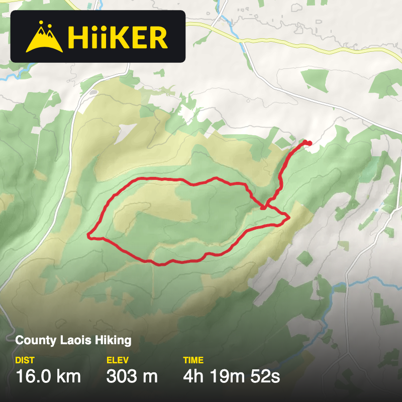 A map preview of the recording County Laois Hiking.