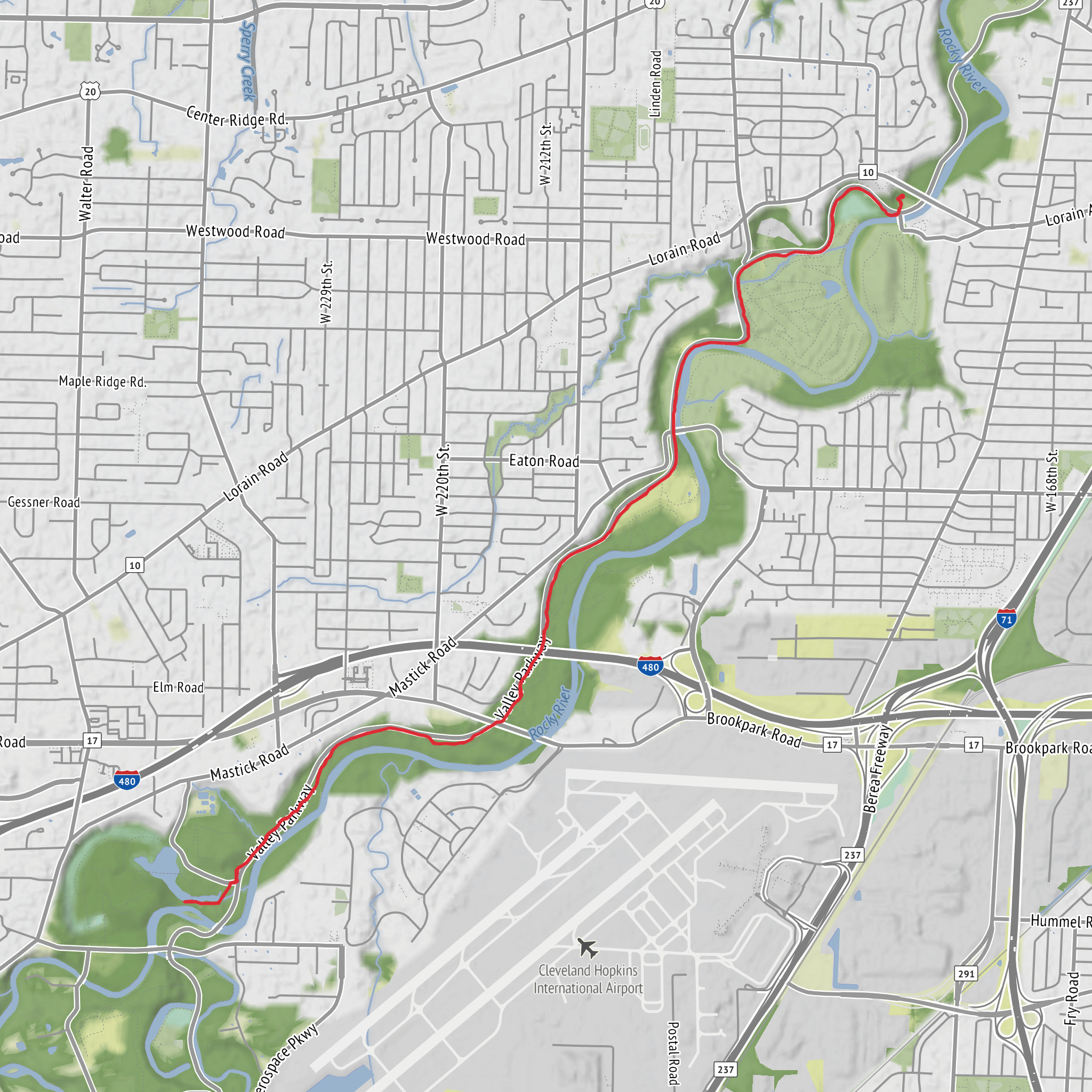 West Channel Pond and Rocky River Reservation mobile static map