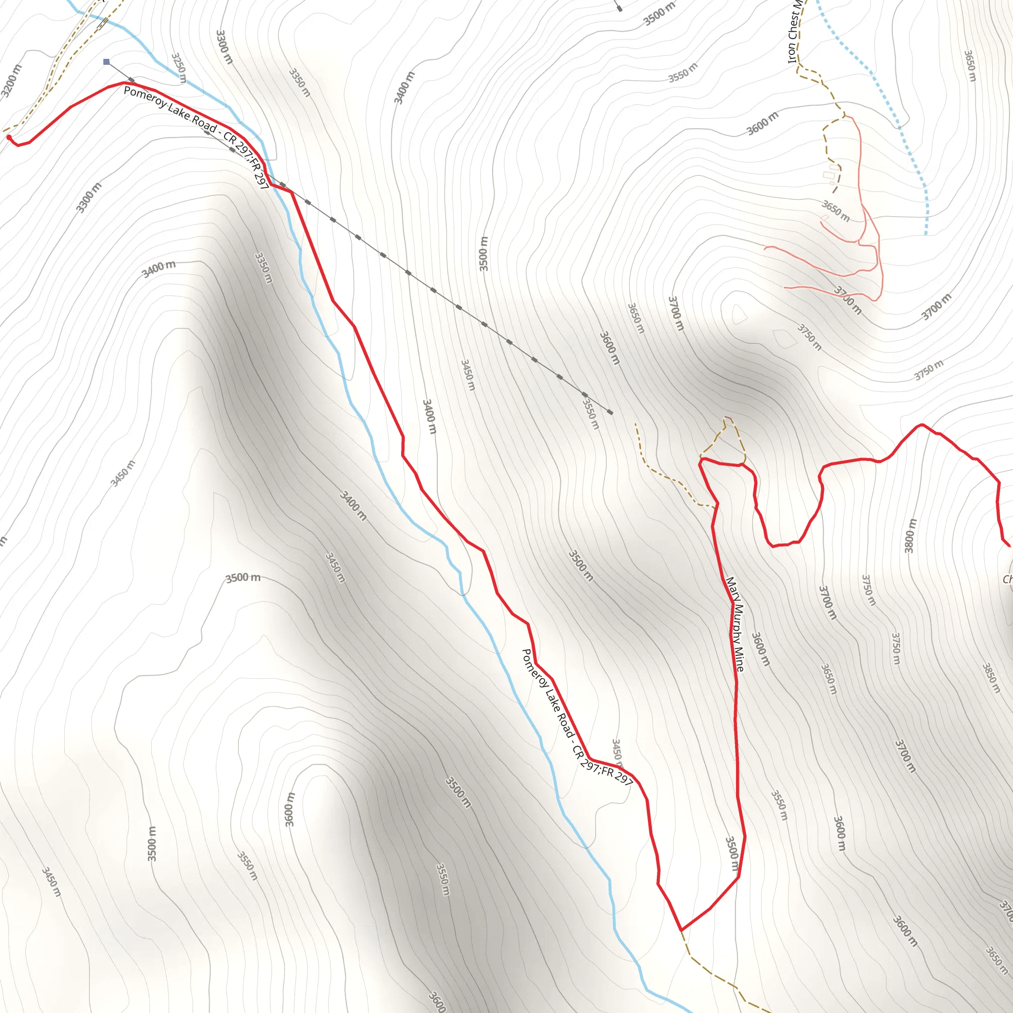 Chrysolite Mountain - Forest Road 297 Pomeroy Lake mobile static map