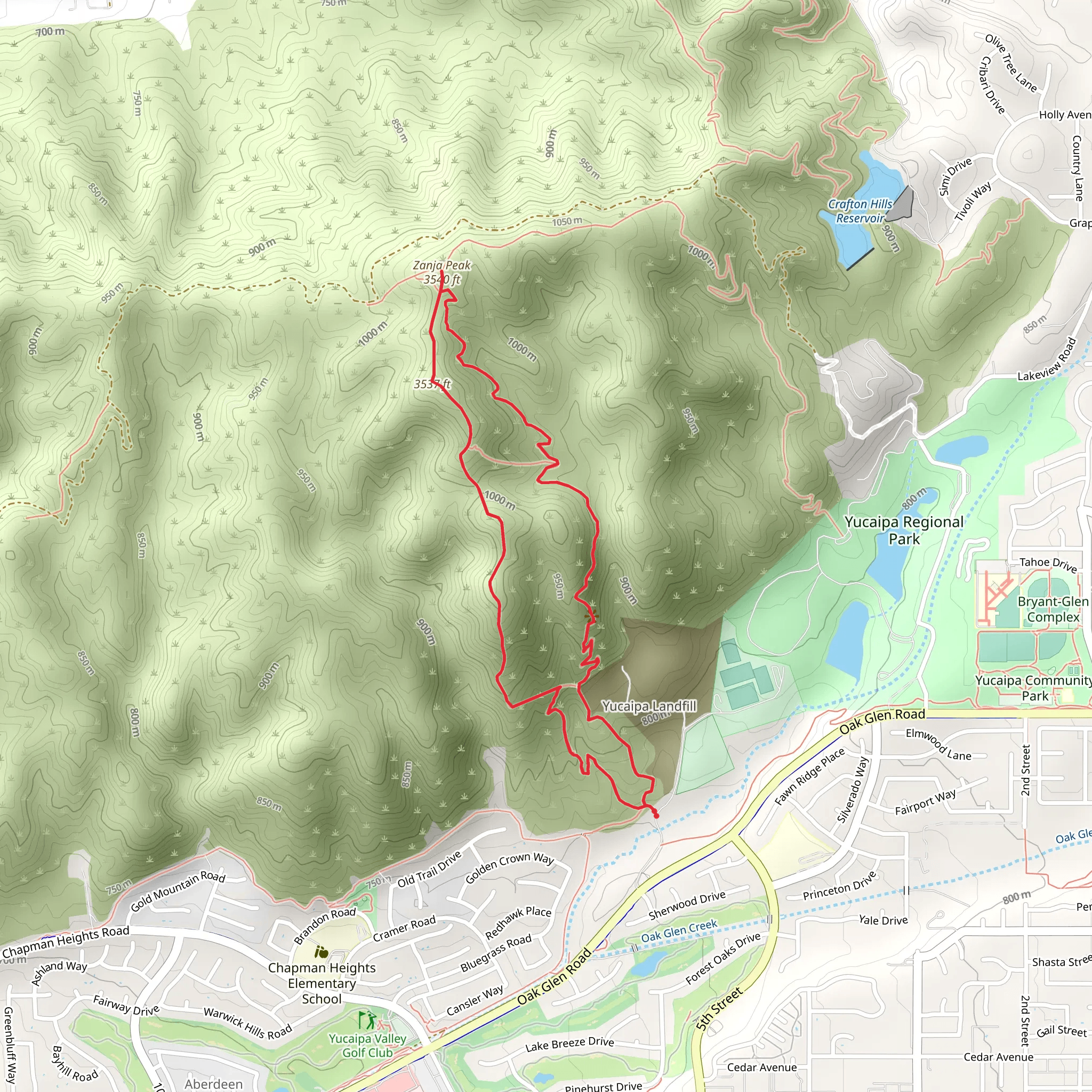 Zanja Peak and Dump Loop Trail mobile static map