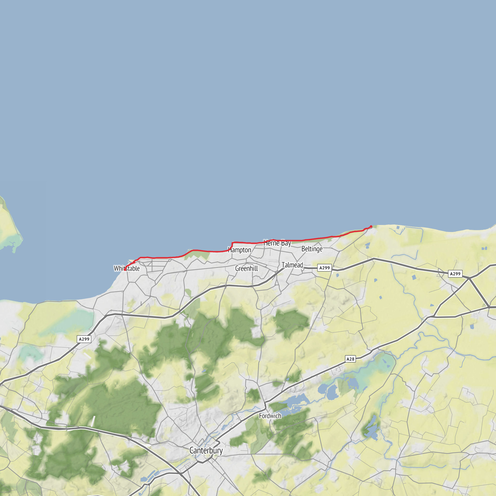 Whitstable to Reculver via Herne Bay mobile static map