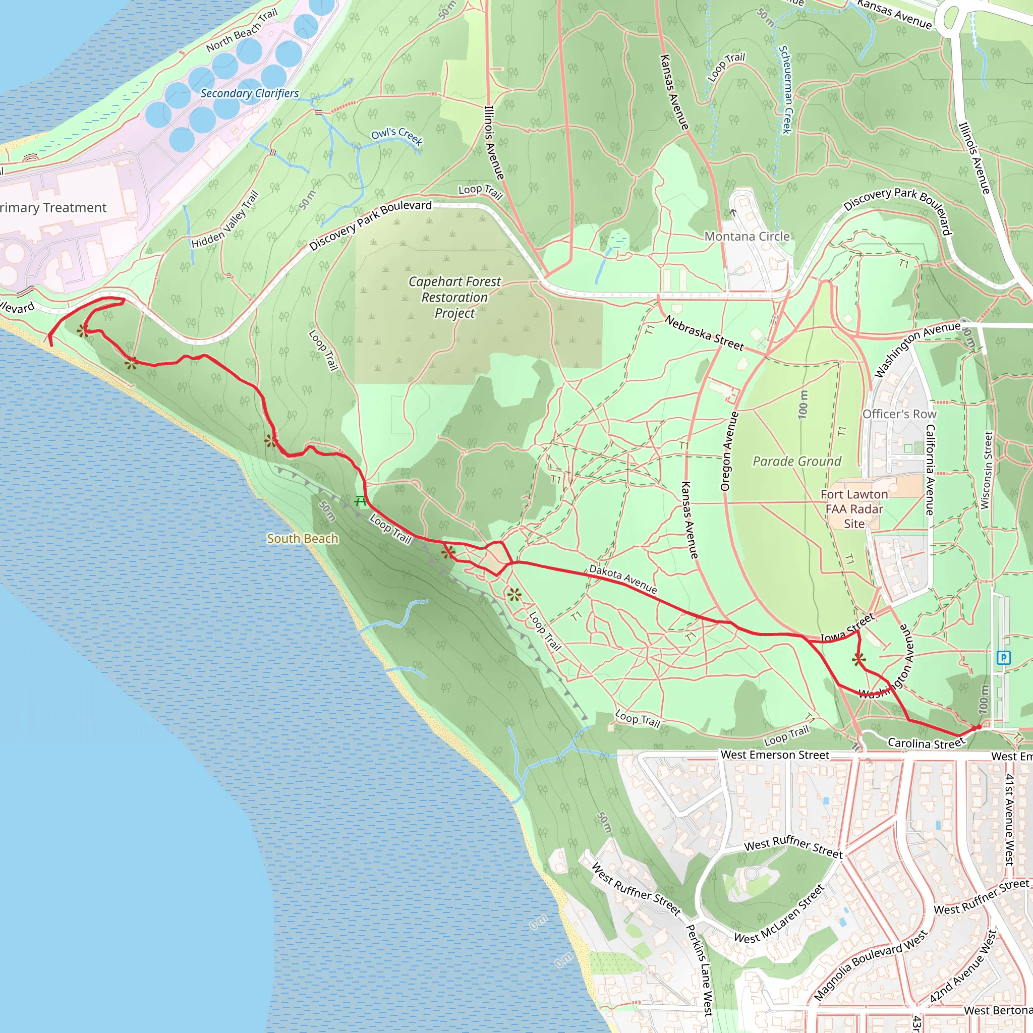 South Beach Trail and Oregon Avenue mobile static map