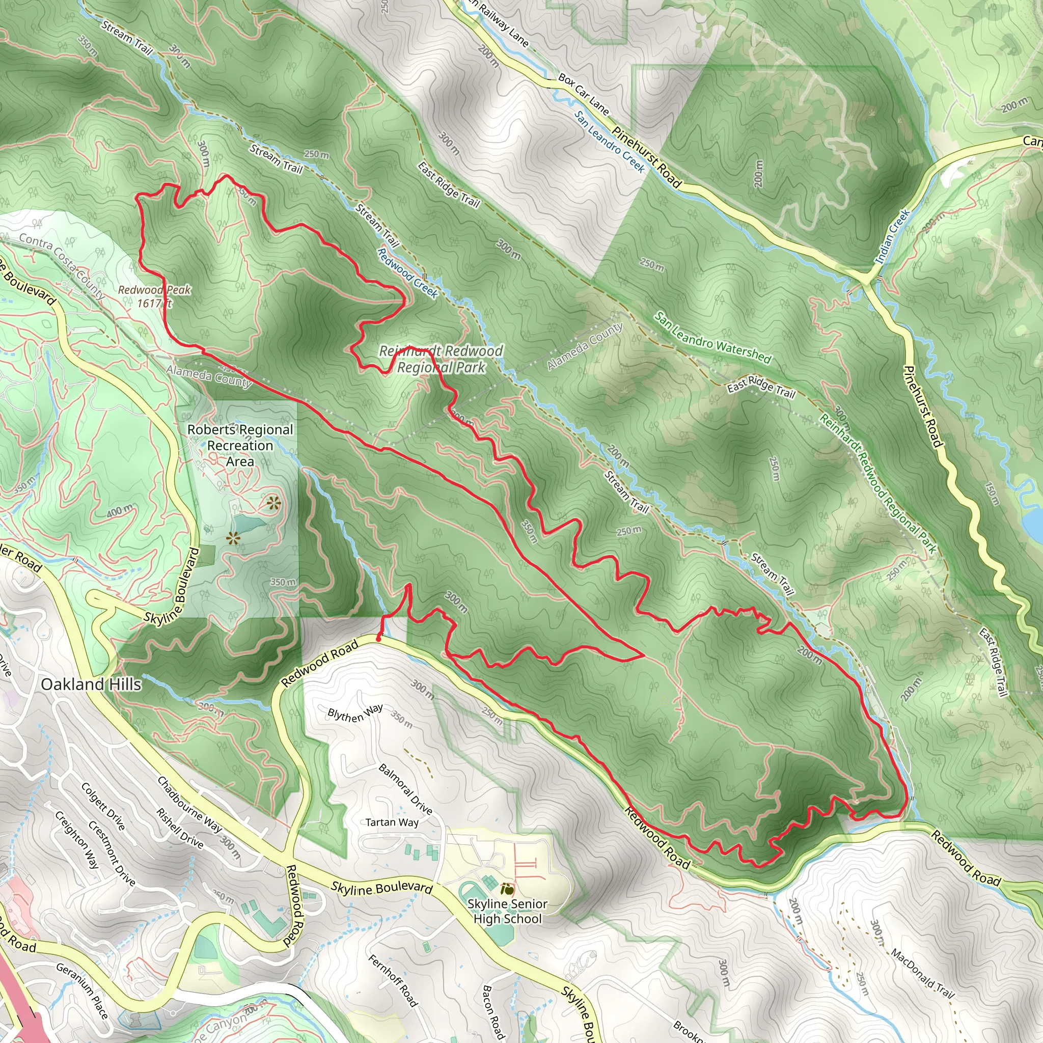 Golden Spike, French, Redwood Peak and Tate Loop Trail mobile static map