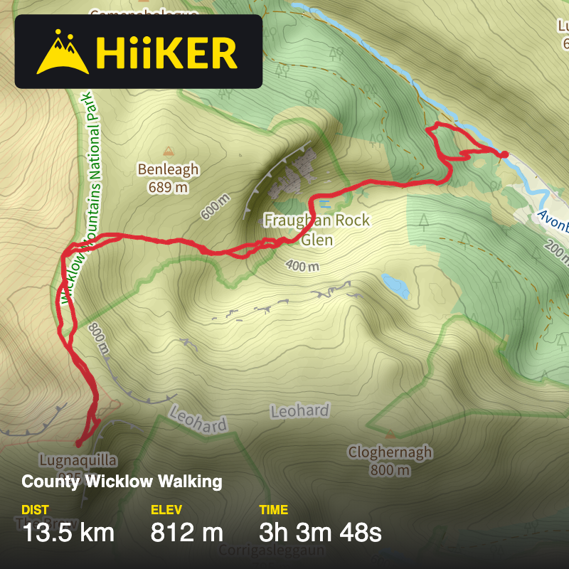 A map preview of the recording County Wicklow Walking.