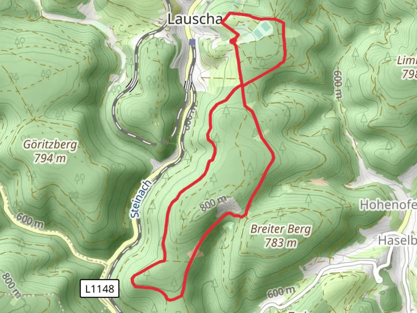 An image depicting the trail Oberer Bahnweg Loop and its surrounding area.