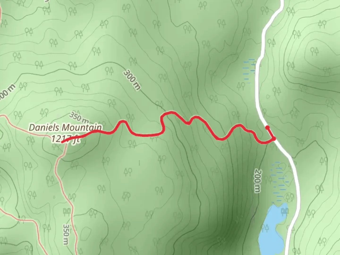 An image depicting the trail Daniels Mountain and its surrounding area.