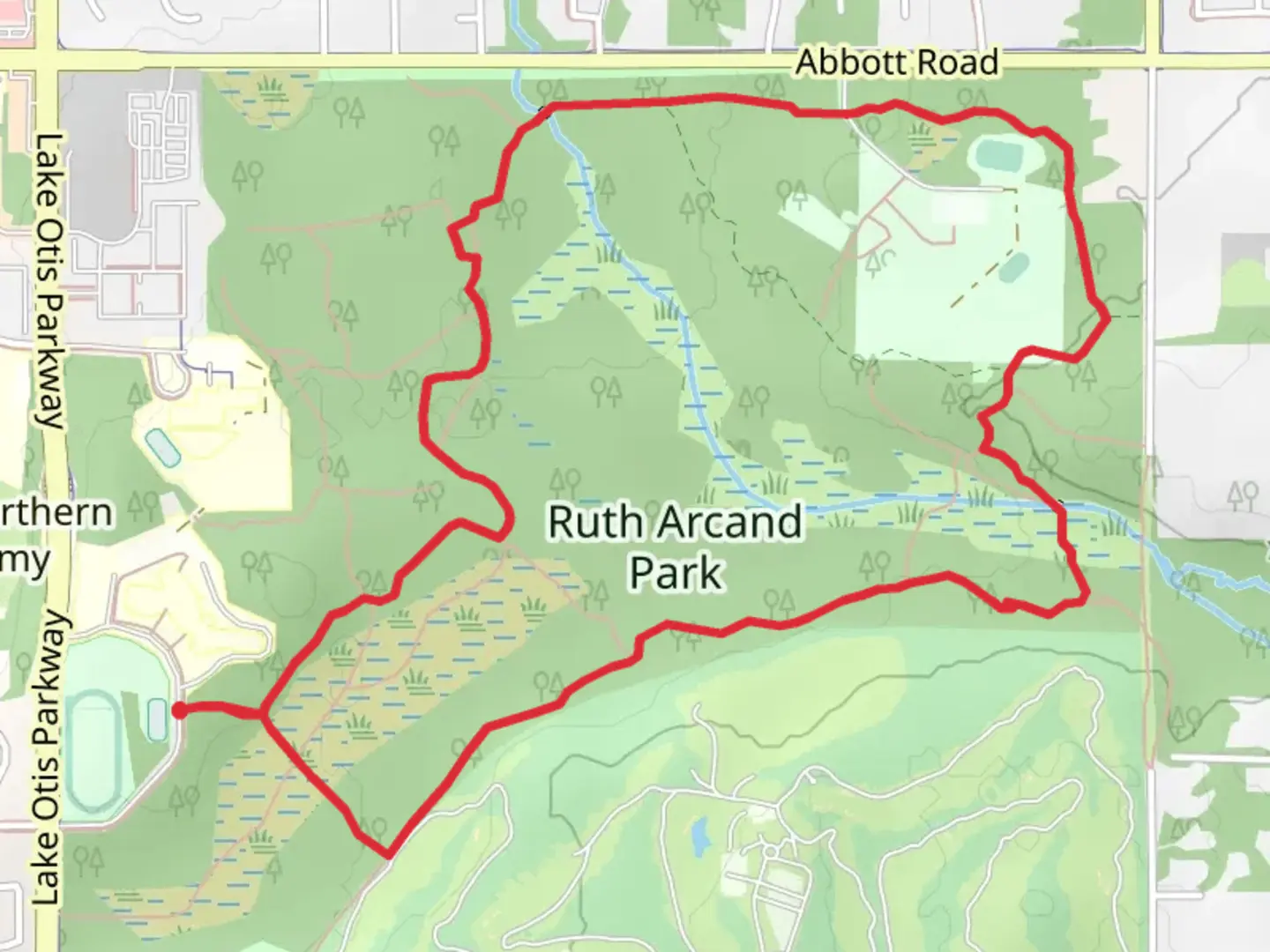 An image depicting the trail Riata Loop and its surrounding area.