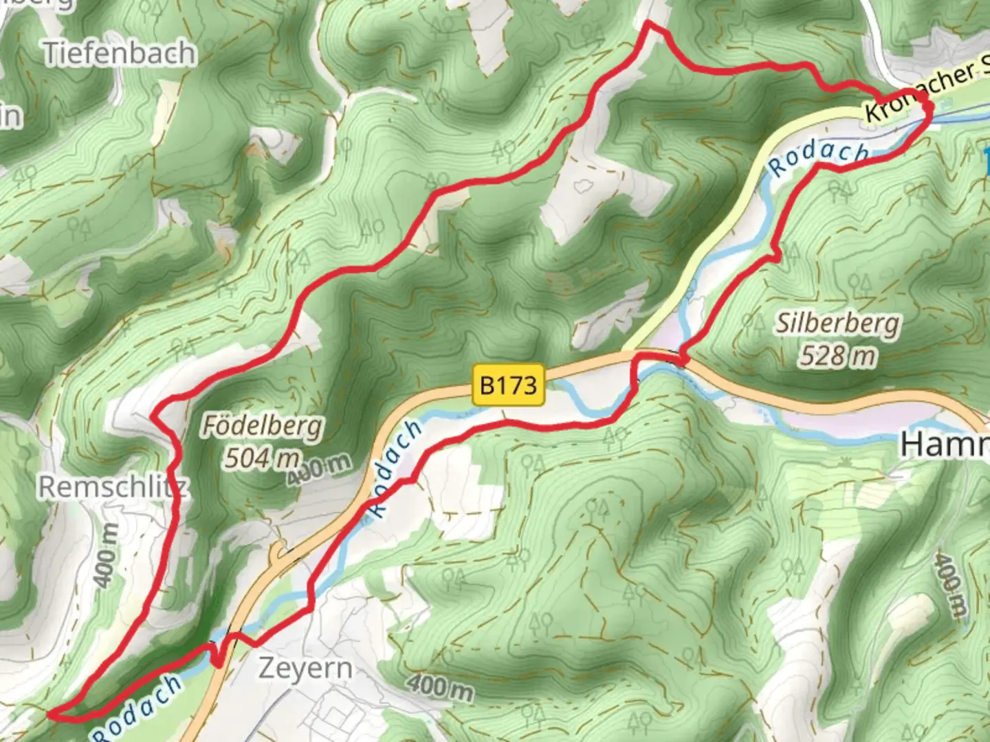 An image depicting the trail Kübelberg Weg and its surrounding area.