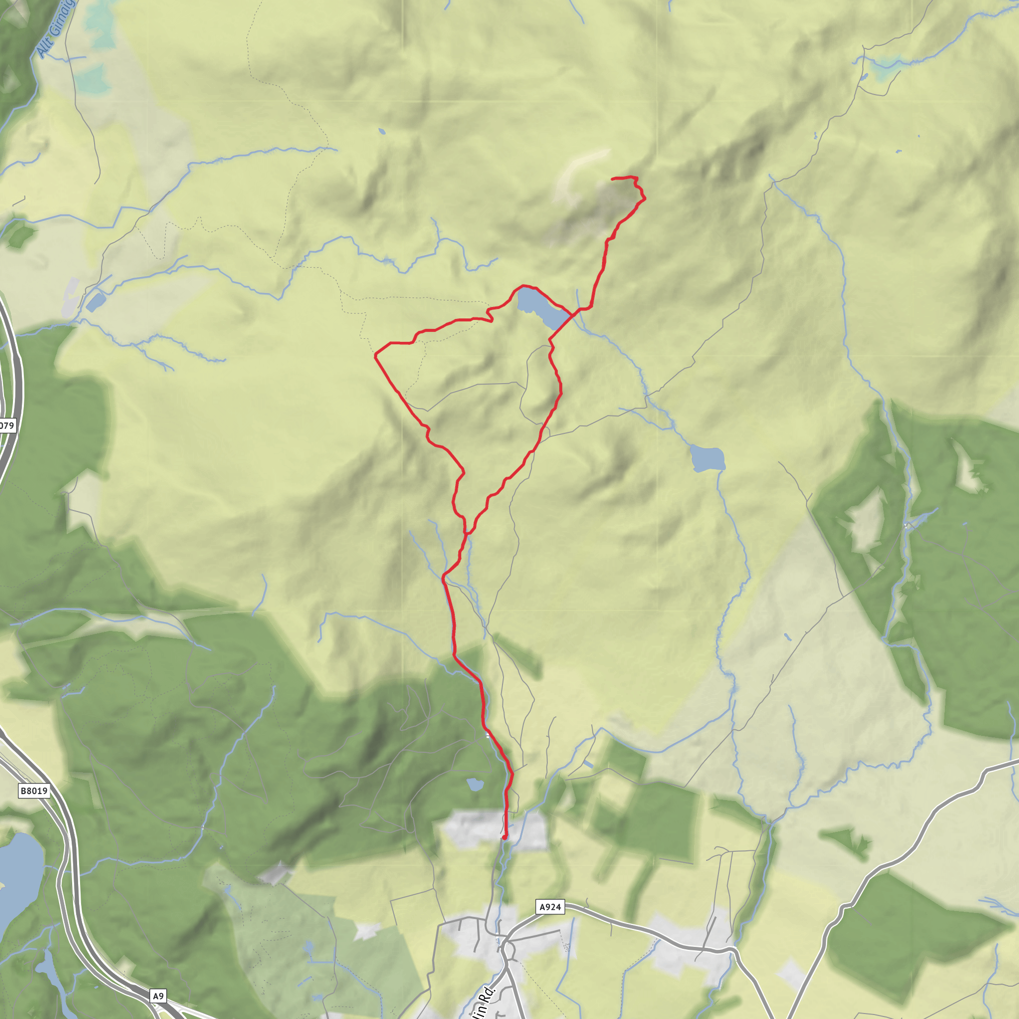 Loch a Choire and Ben Vrackle Loop mobile static map