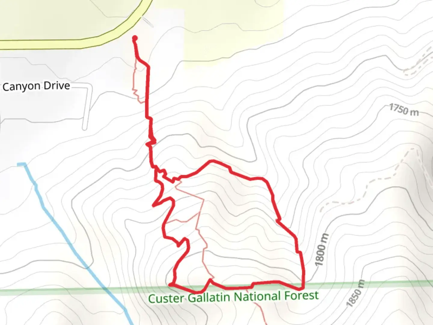An image depicting the trail Kirk Hill Loop and its surrounding area.