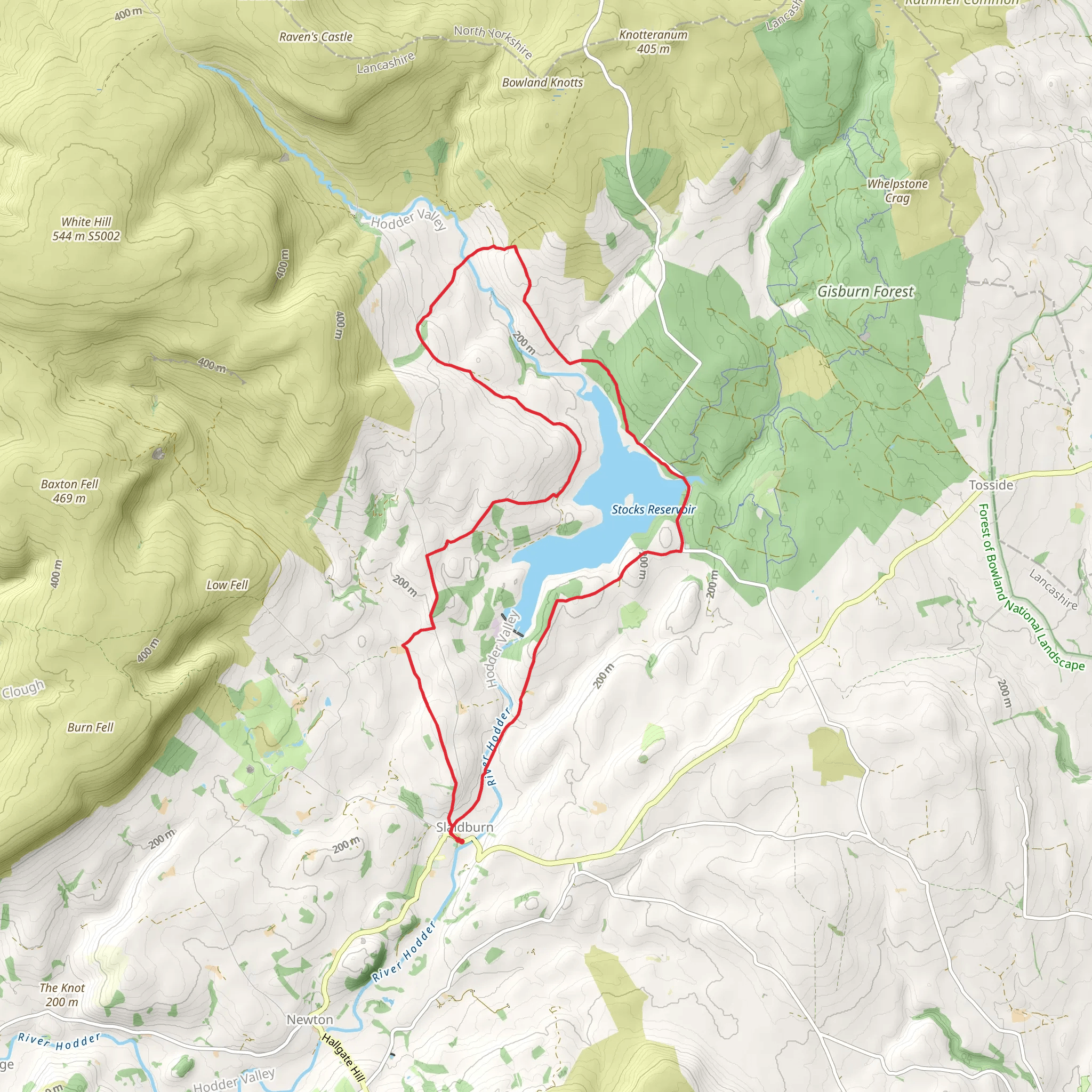 Stocks Reservoir from Slaidburn mobile static map