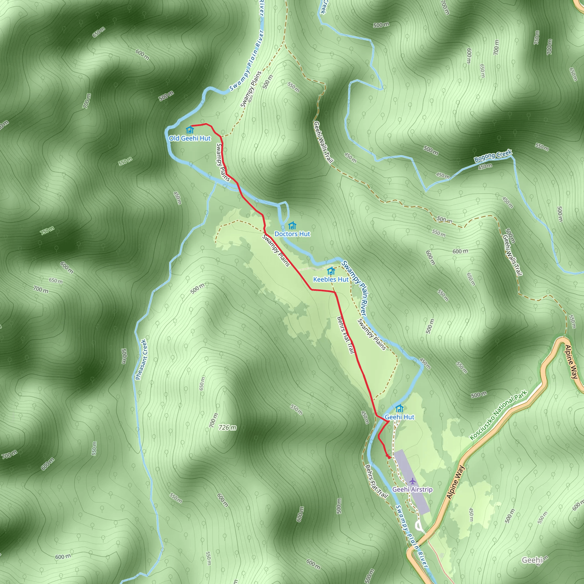 Geehi Huts Track mobile static map