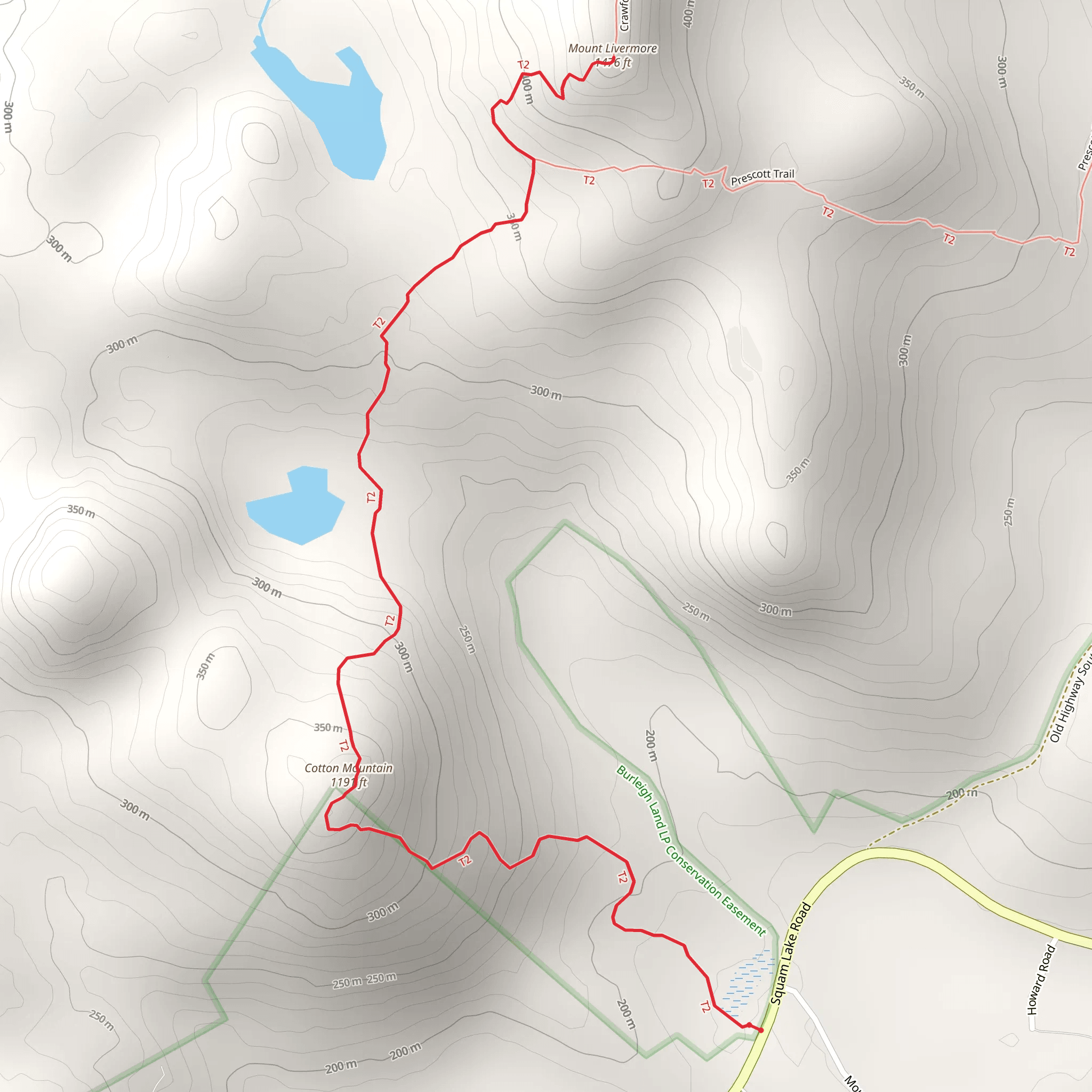 Cotton Mountain and Mount Livermore Trail mobile static map