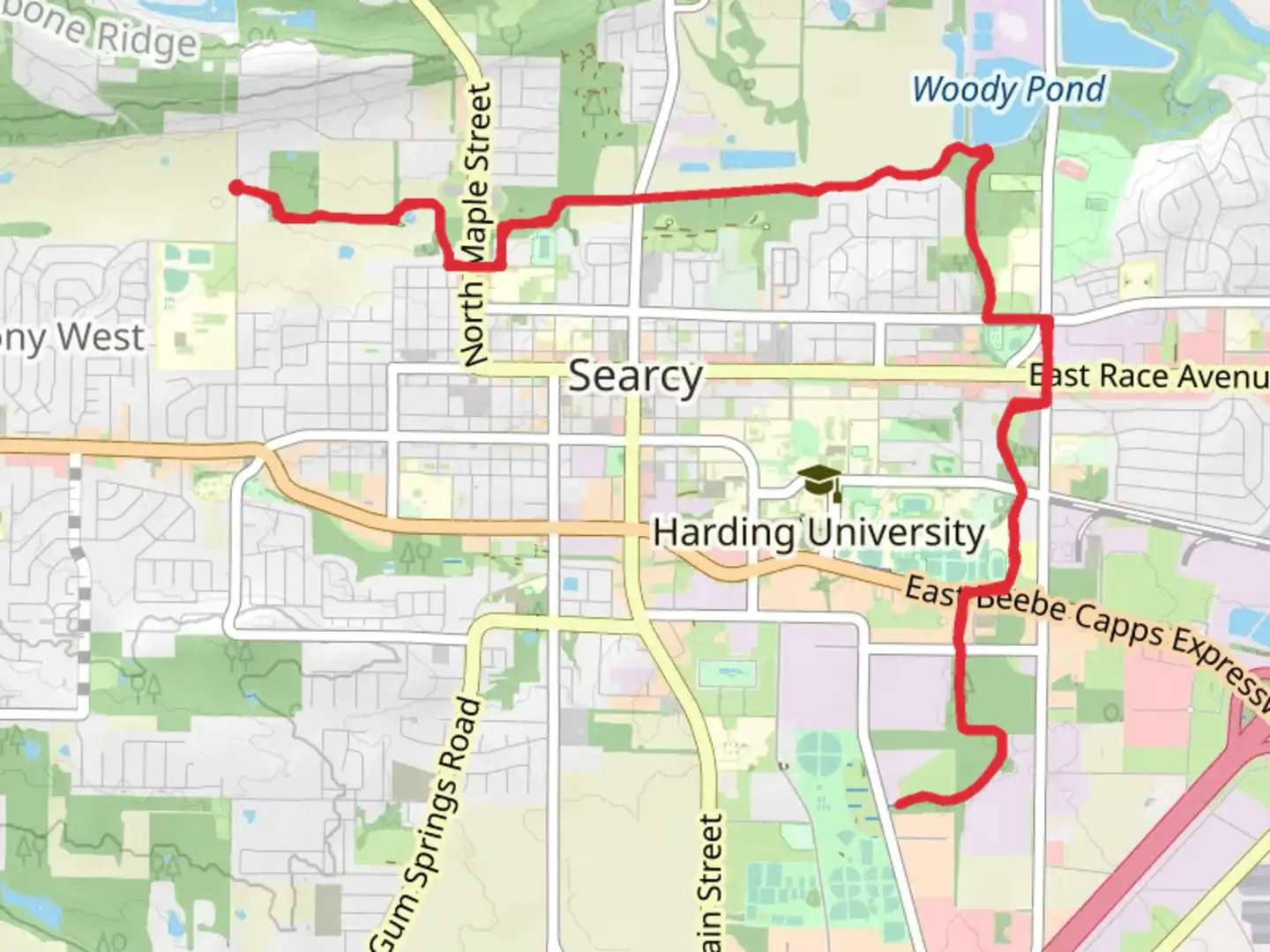 An image depicting the trail Searcy Walking Trail and its surrounding area.