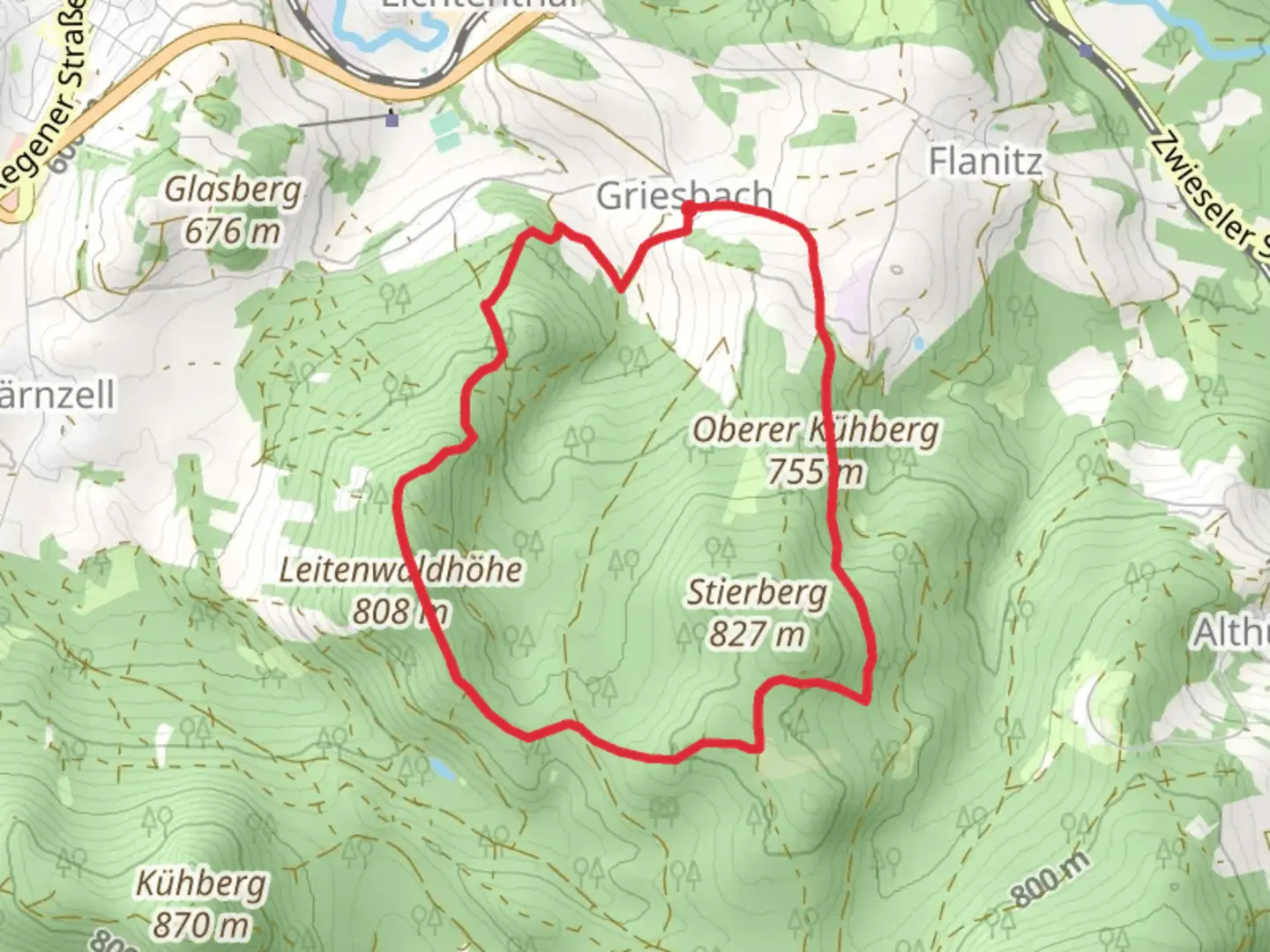 An image depicting the trail Griesbach Runde and its surrounding area.
