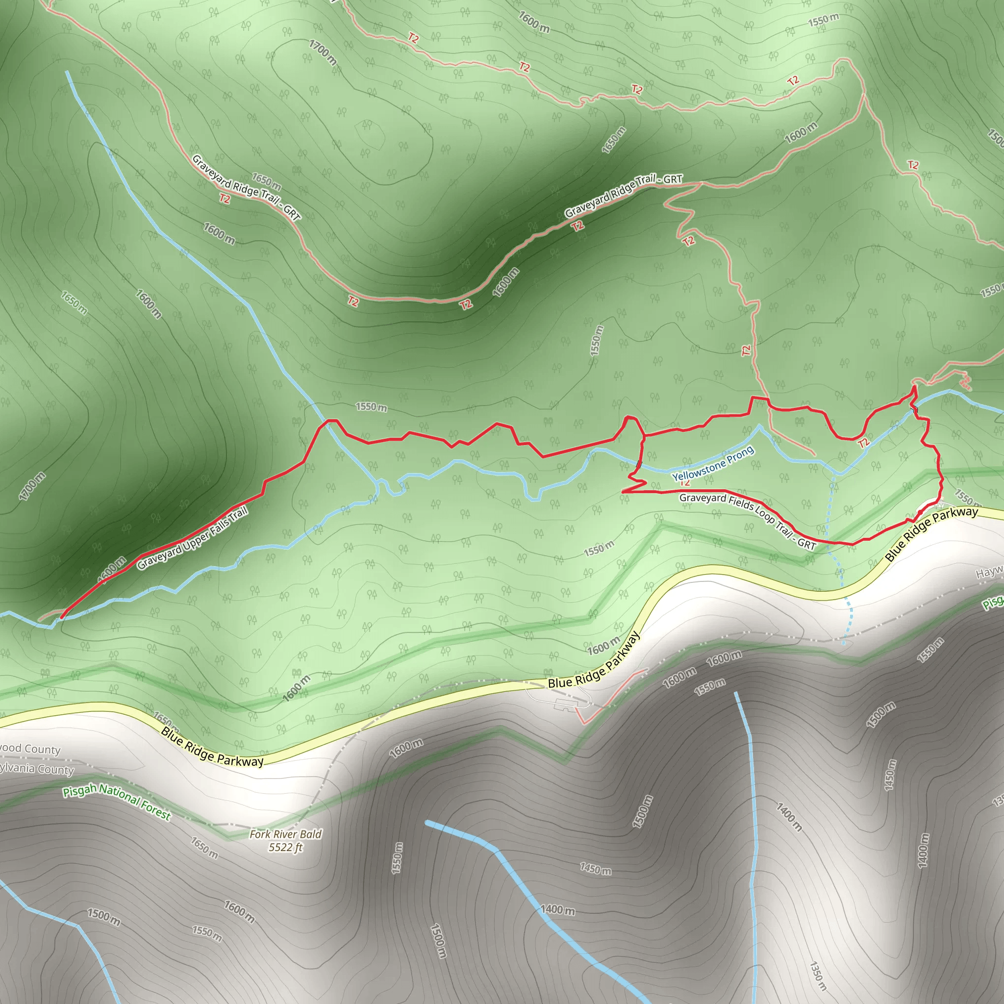 Graveyard Upper Falls Trail Loop mobile static map