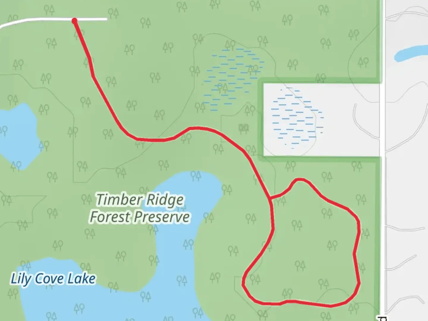 An image depicting the trail North Prince Crossing Road Loop and its surrounding area.
