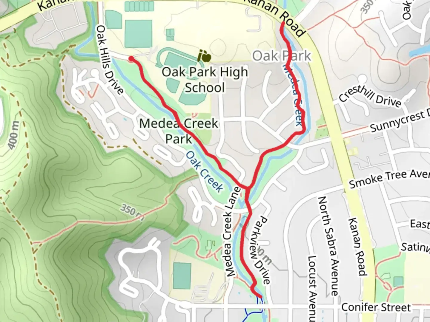 An image depicting the trail Medea Creek Park Trail and its surrounding area.