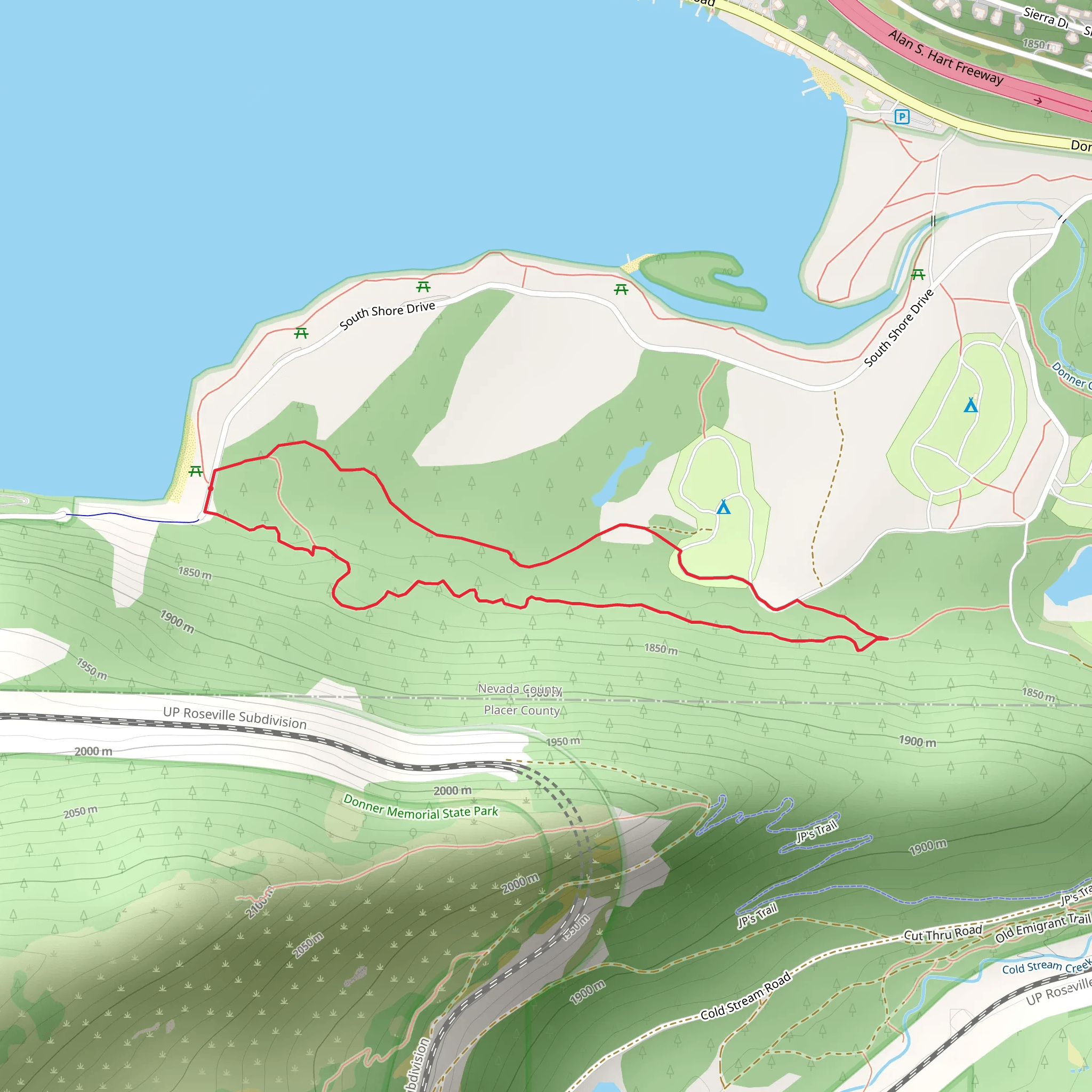 Loop around Splitrock Campground mobile static map