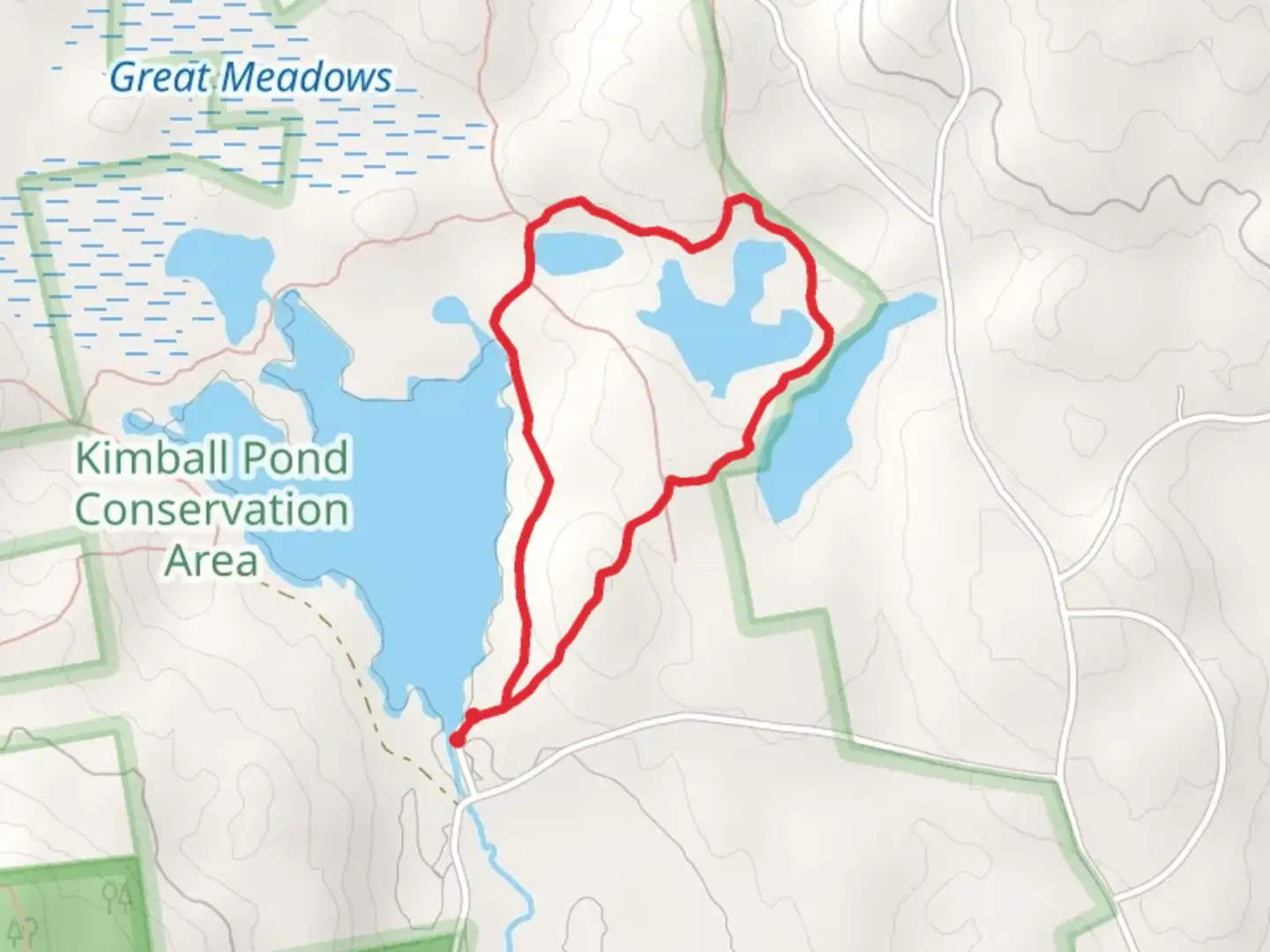 An image depicting the trail Kimball Pond Dam Loop Trail and its surrounding area.